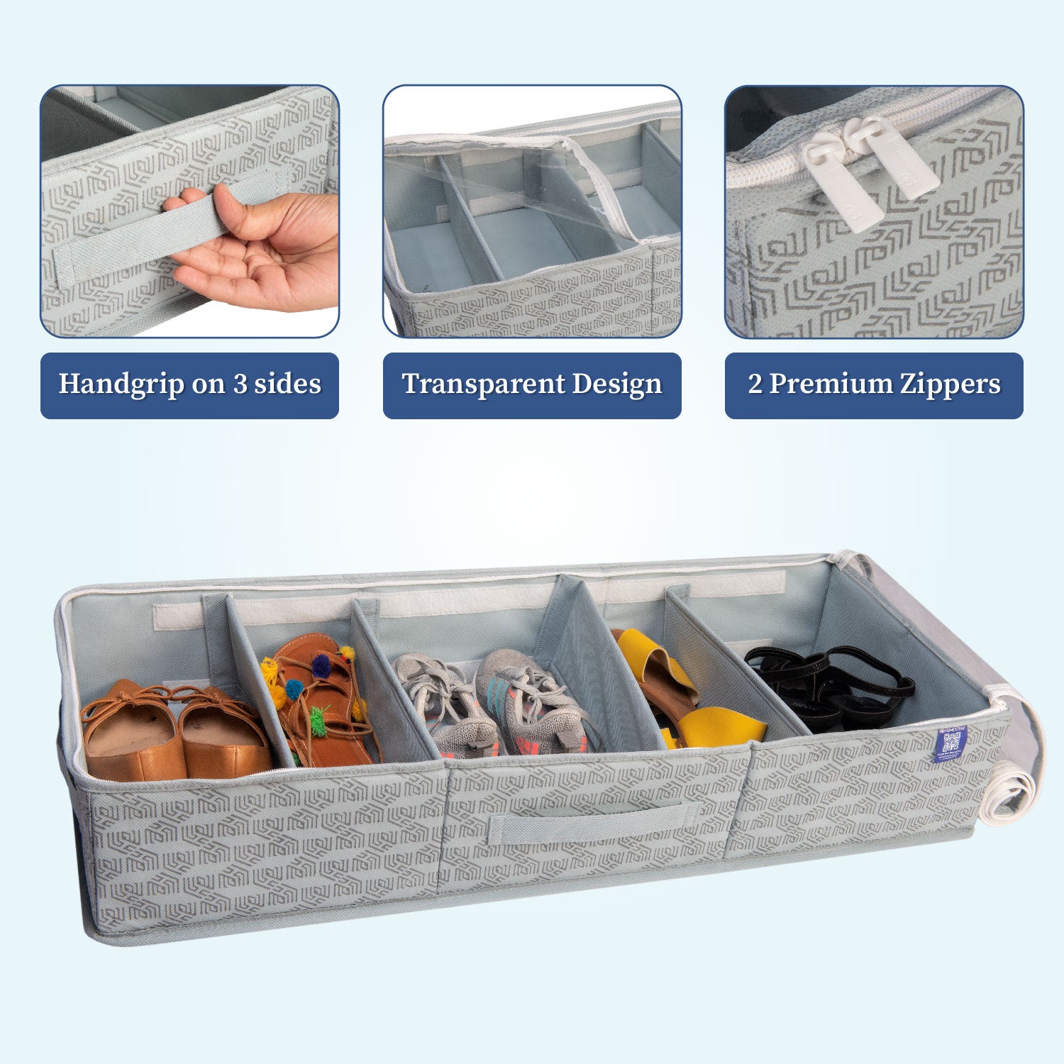 6 Section Underbed Shoe Organizer | Foldable