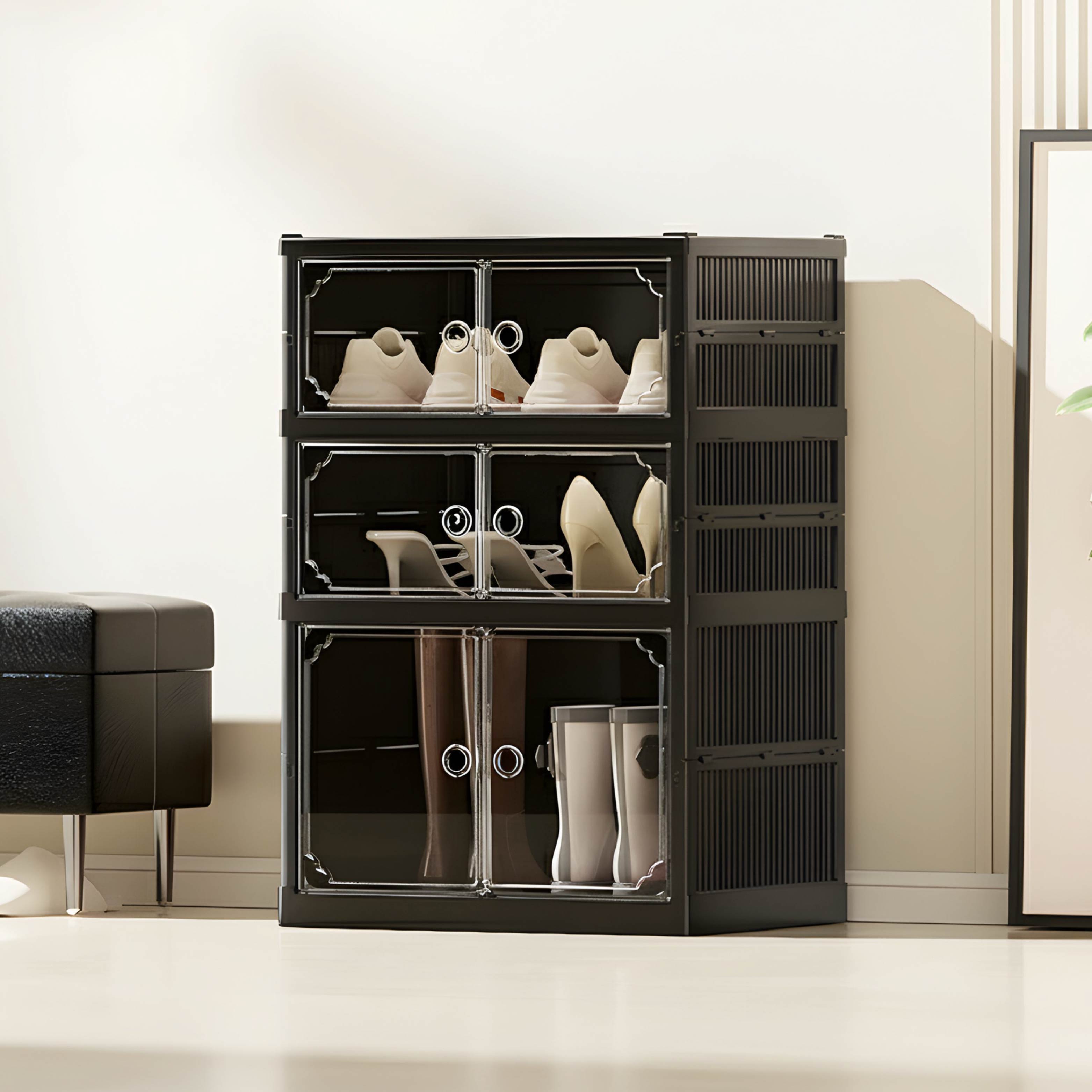 Mini Shoe Stack Foldable Shoe Organizer with Wheels