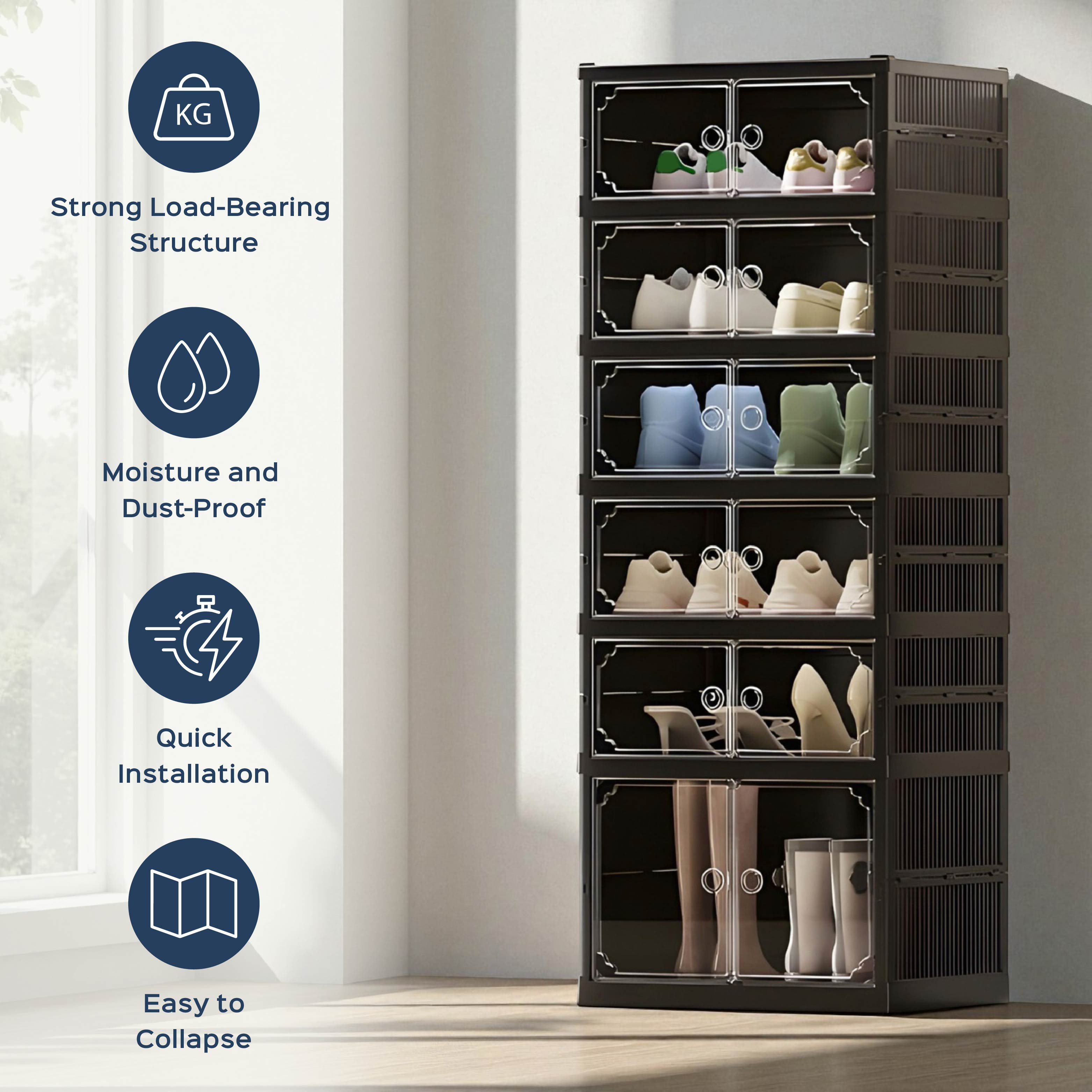 Shoe Stack Foldable Shoe Storage with Wheels