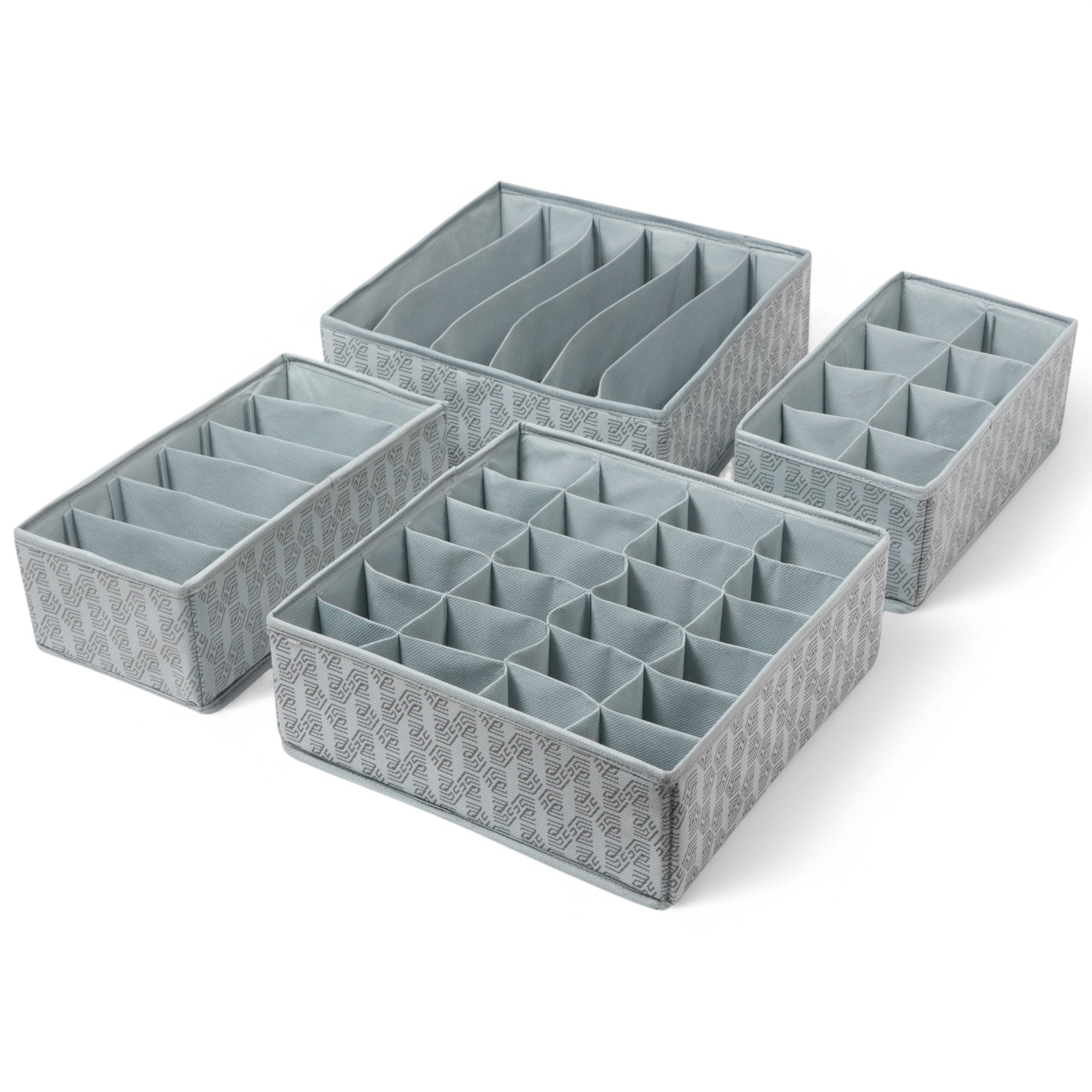 Set of 4 Drawer Organizer for Undergarments, Socks, Scarfs & Tie