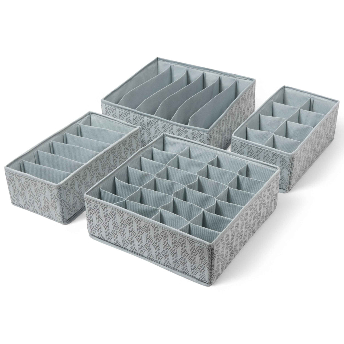 Set of 4 Drawer Organizer for Undergarments, Socks, Scarfs & Tie