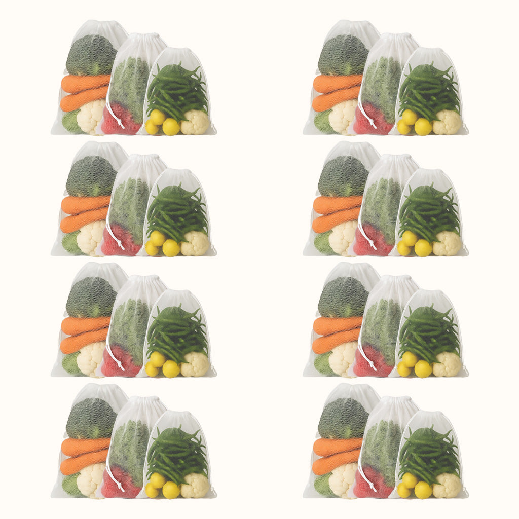 Fridge Vegetable Storage Bag | Drawstring Closure | White