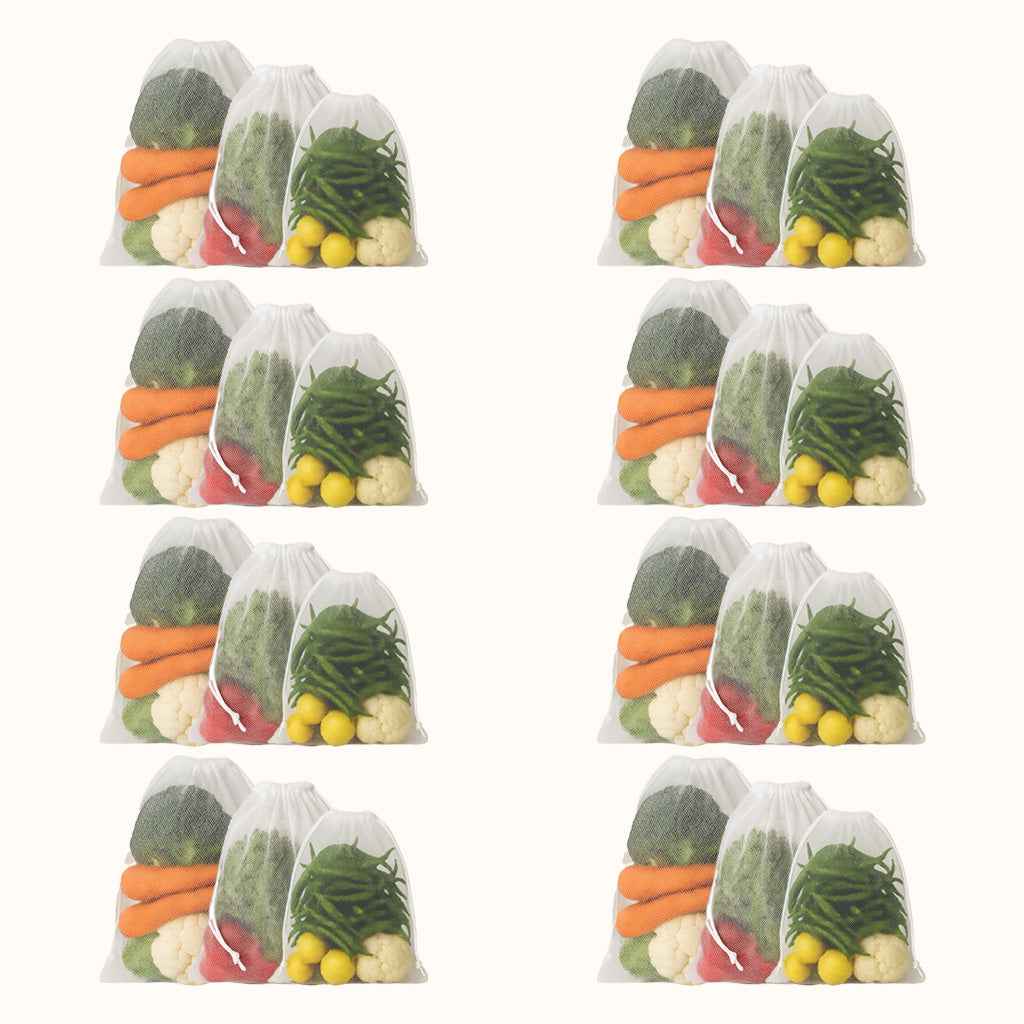 Fridge Vegetable Storage Bag | Drawstring Closure | White