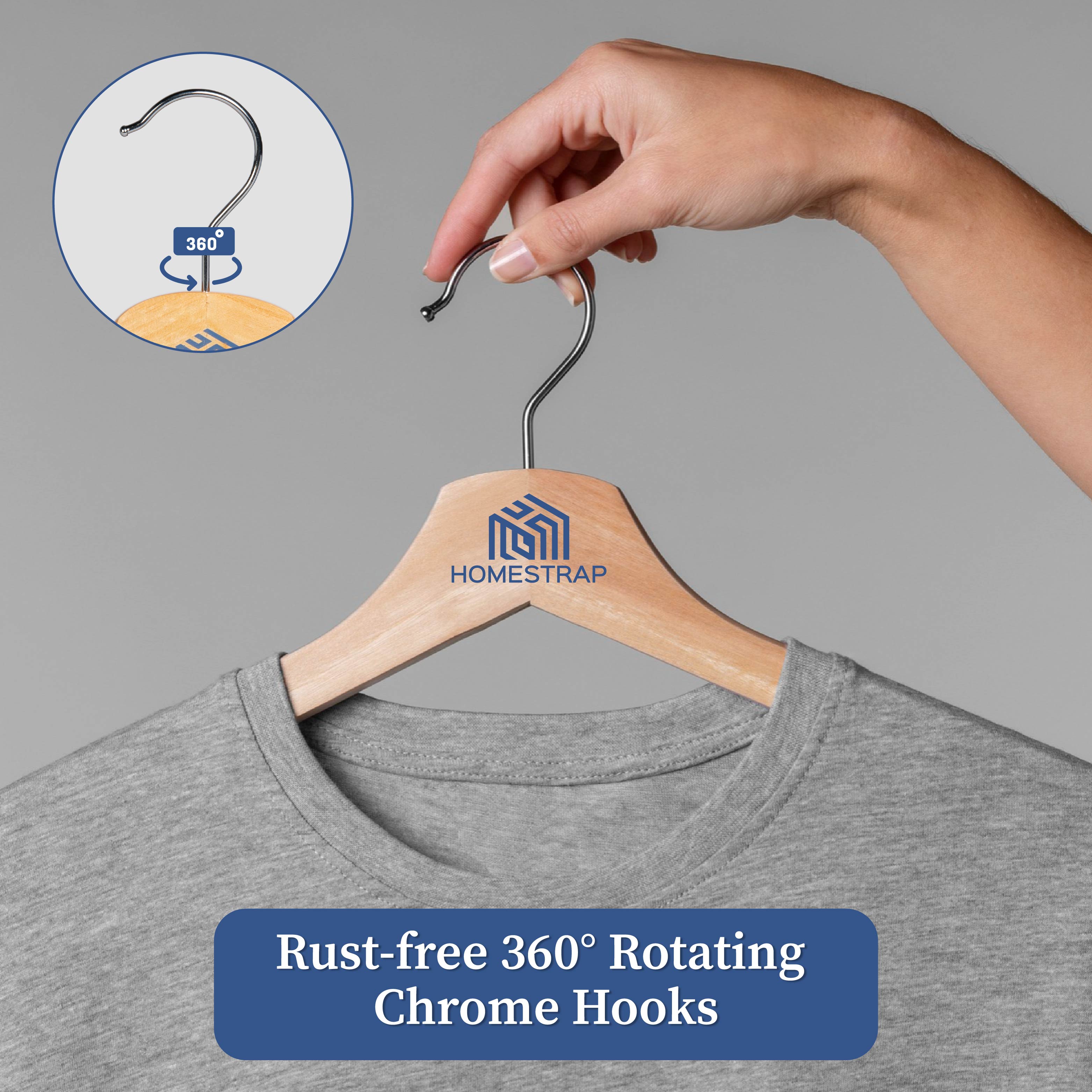 Premium Wooden Anti-Slip Hanger | Wooden Anti-Slip Silicone Teeth Hanger