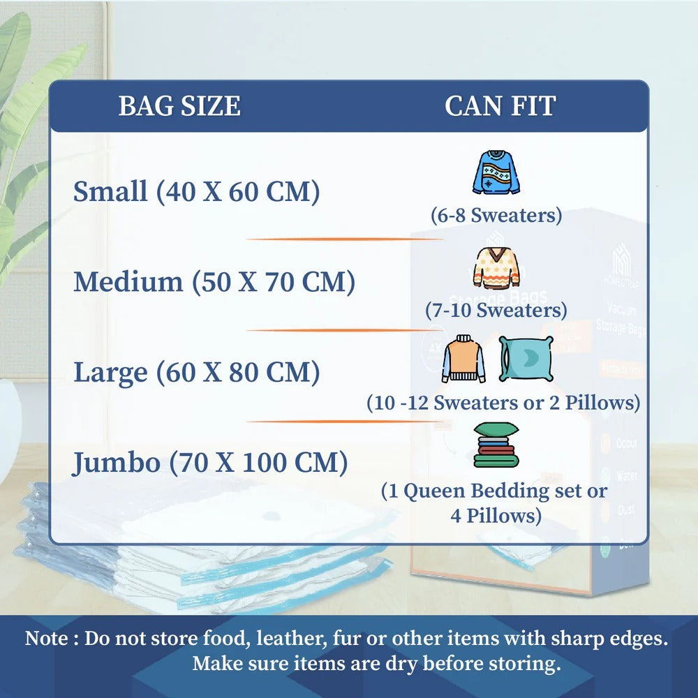 Vacuum Bag | Space Saver Compression Bags with Free Vacuum Pump