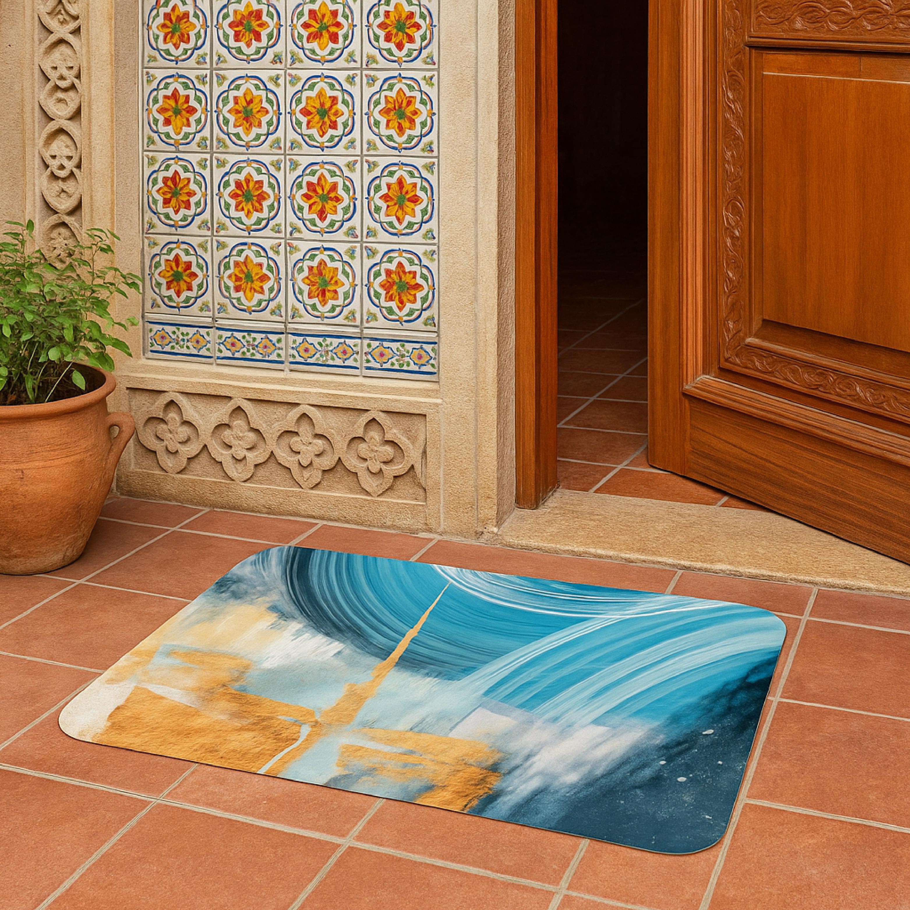 Abstract Print Anti Skid Doormat Set of 2