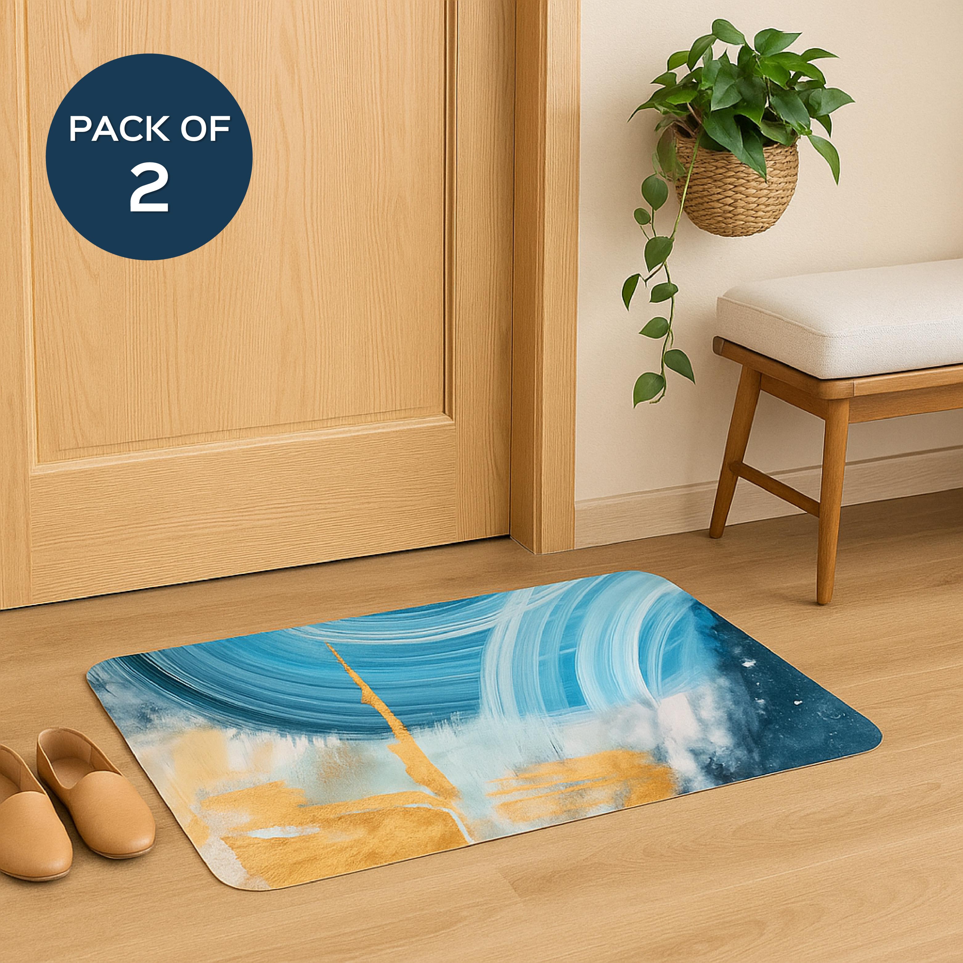 Abstract Print Anti Skid Doormat Set of 2