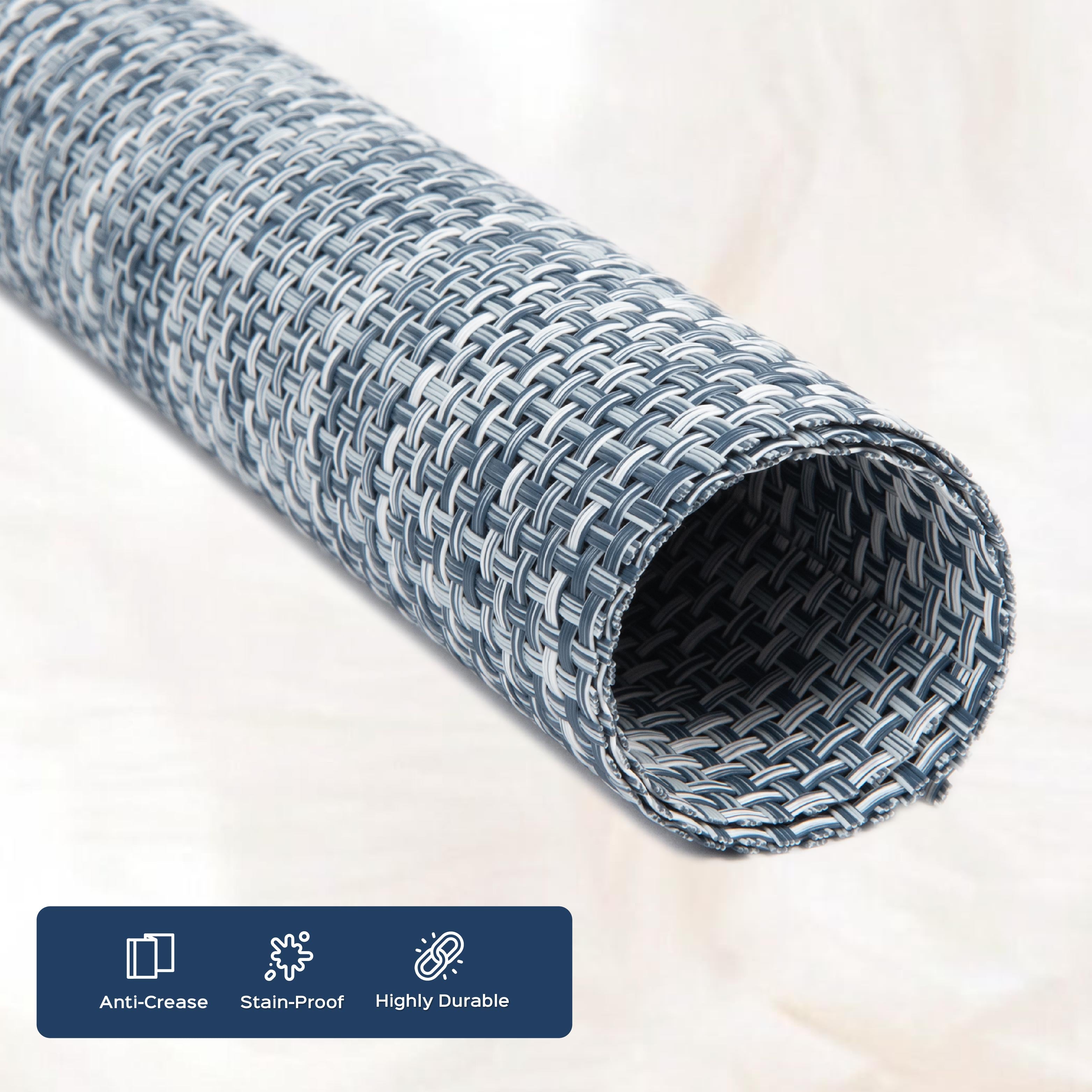 Blue Textured PVC Table Placemats Set of 6
