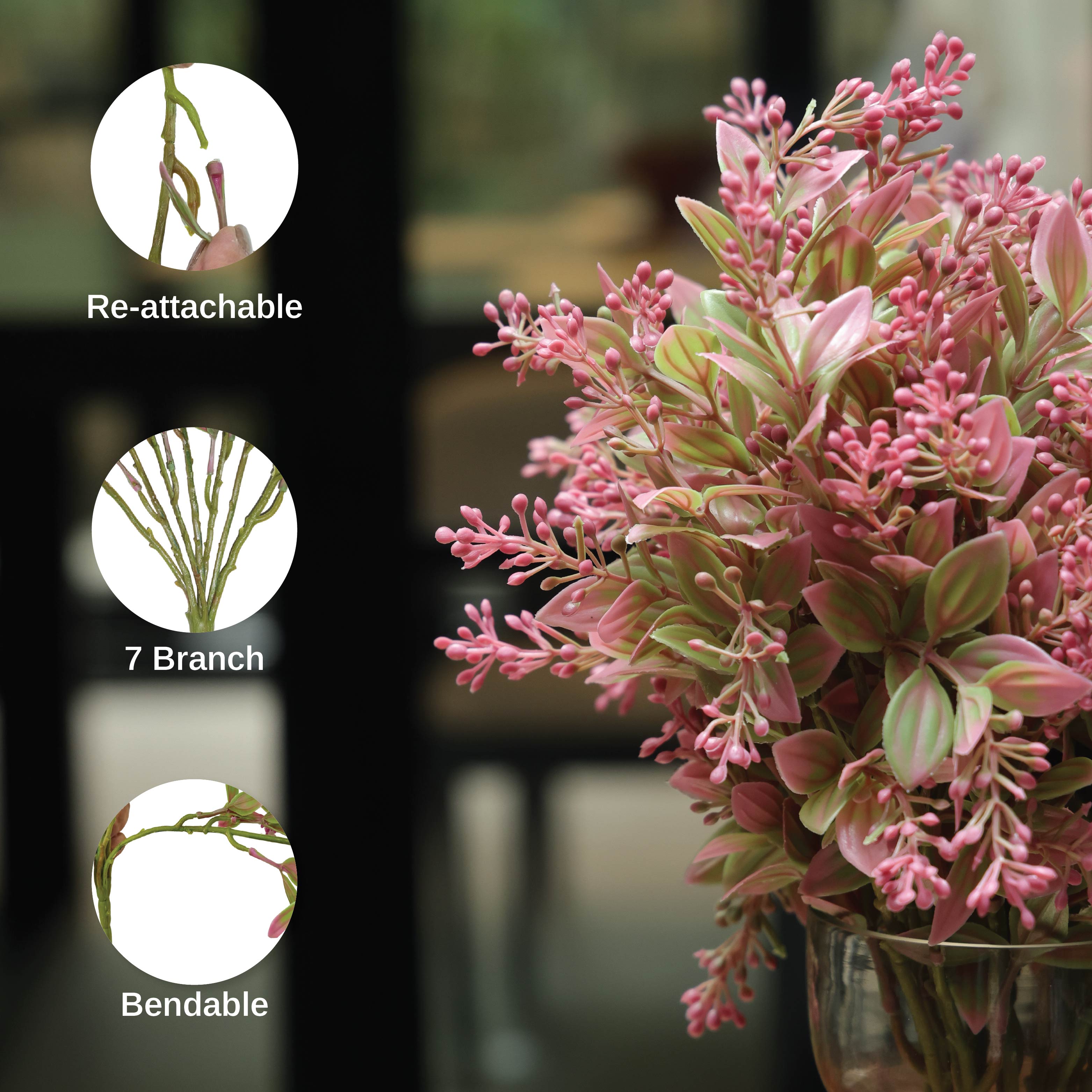 Sokai Buxus Style Decorative Flower Bunch - Set of 3