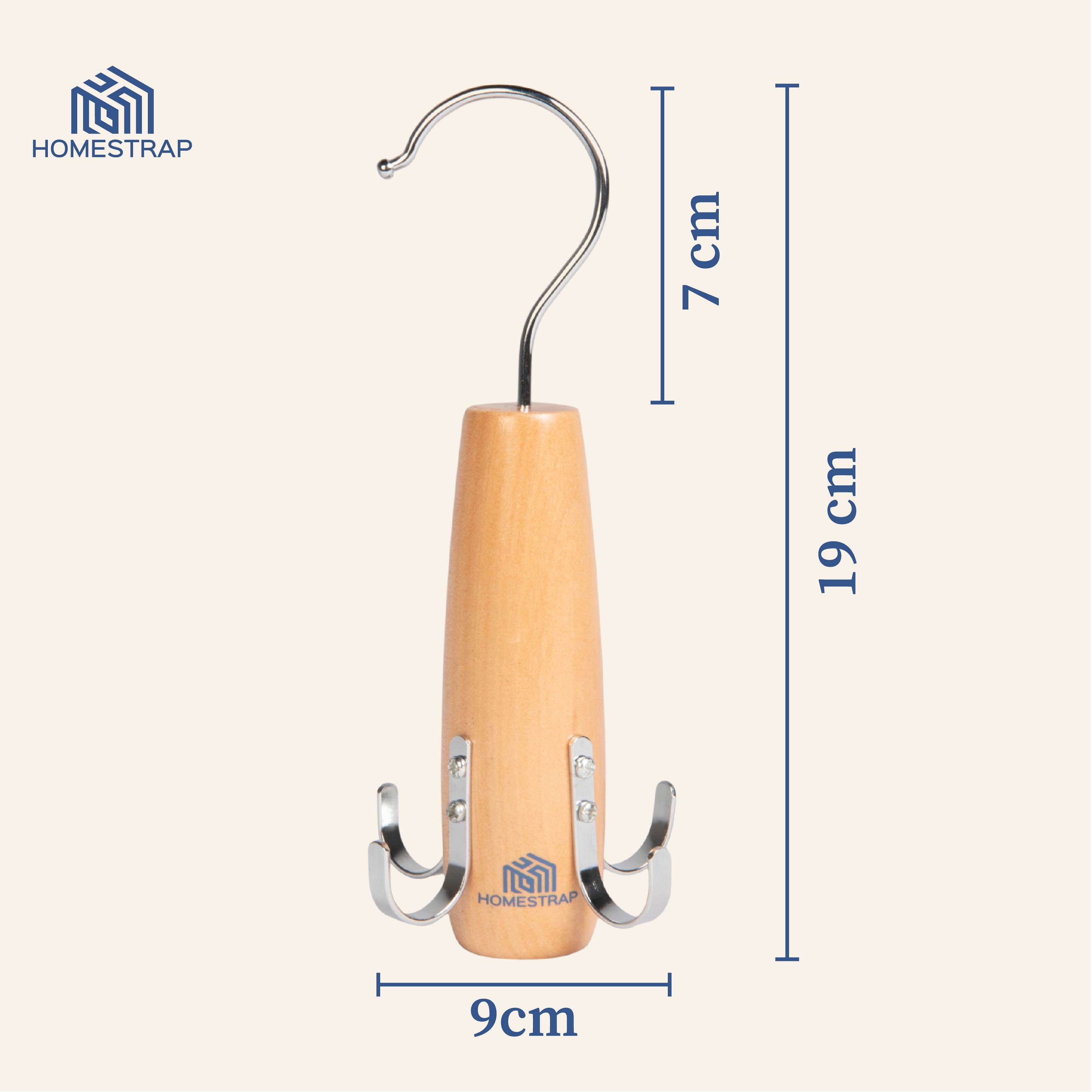 Wooden 4 in 1 Hook Hanger for Tie (Set of 2)