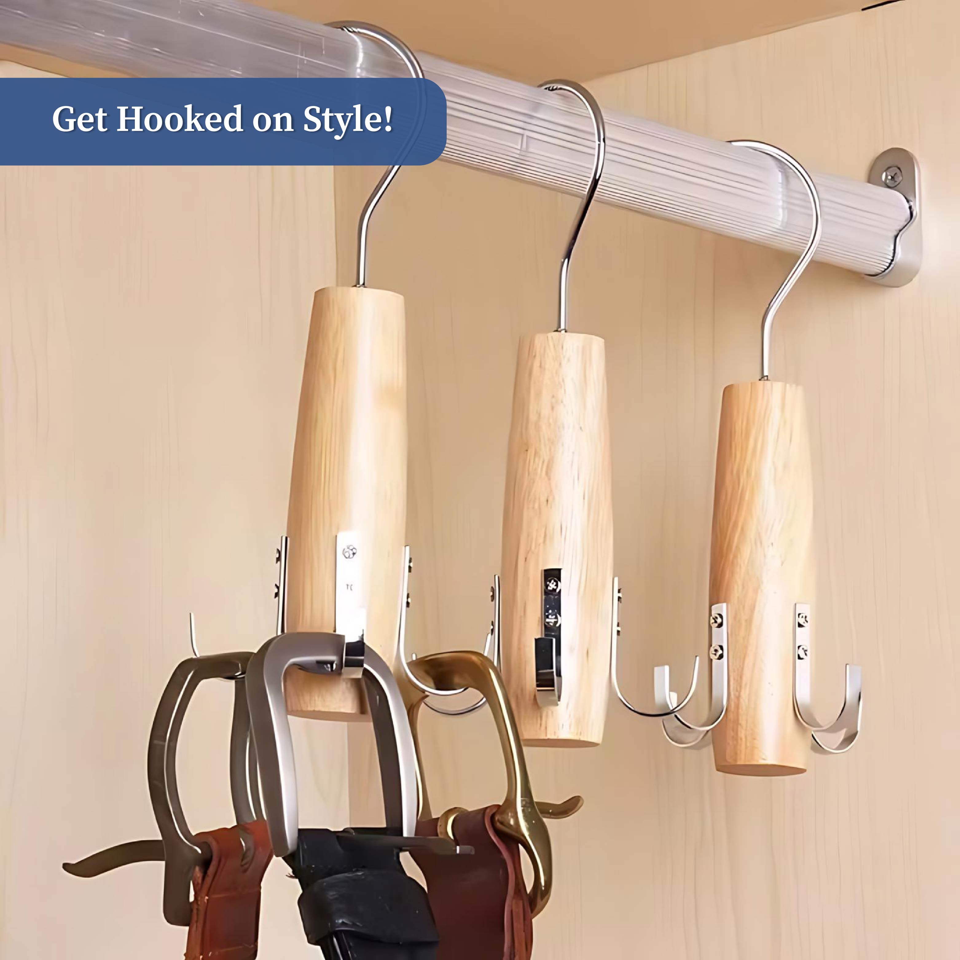 Wooden 4 in 1 Hook Hanger for Tie (Set of 2)