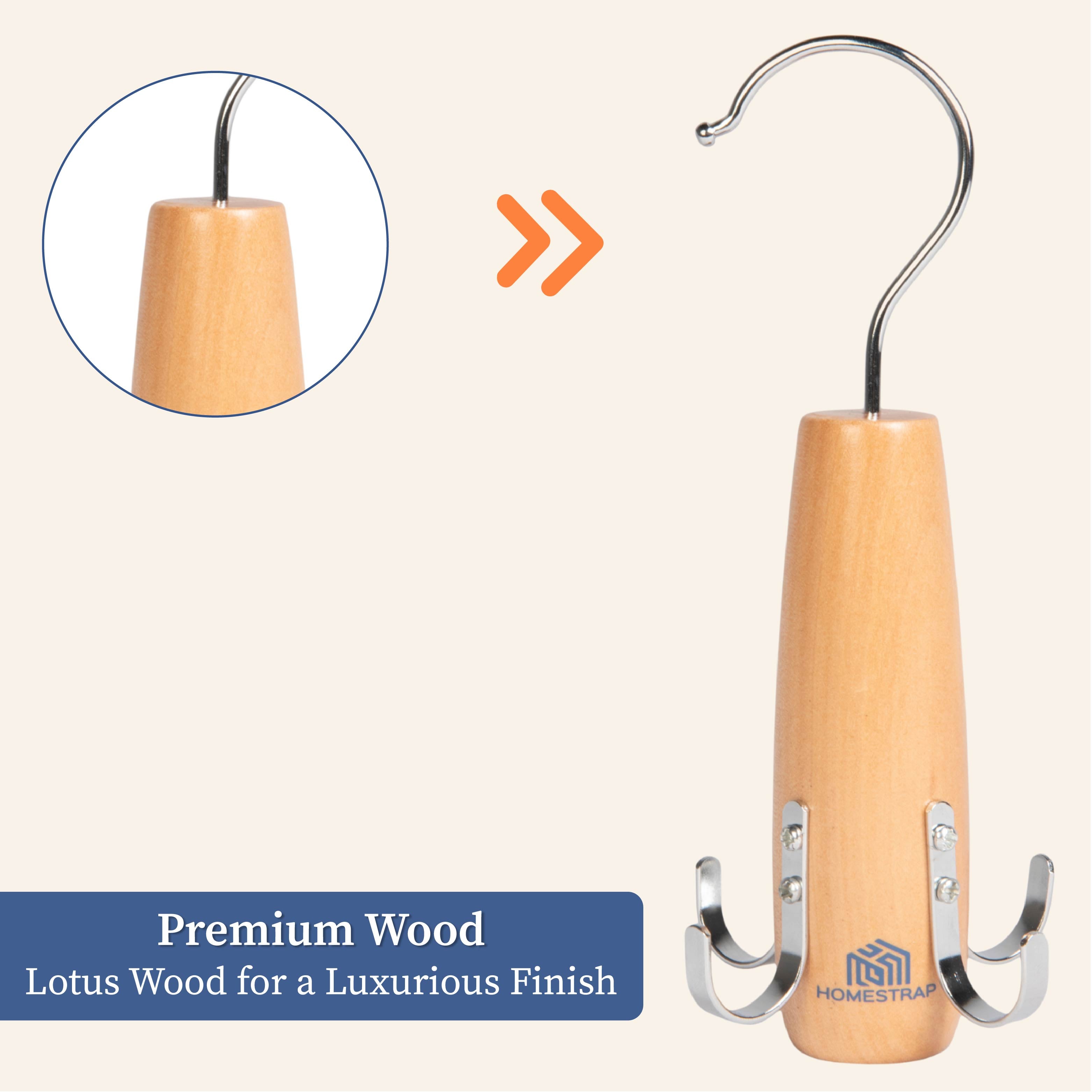 Wooden 4 in 1 Hook Hanger for Tie (Set of 2)