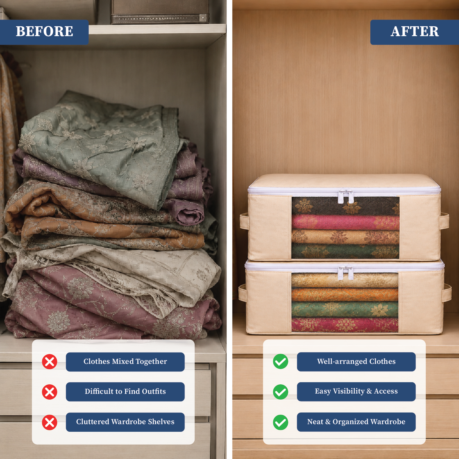Cotton Clothes Storage Organizer