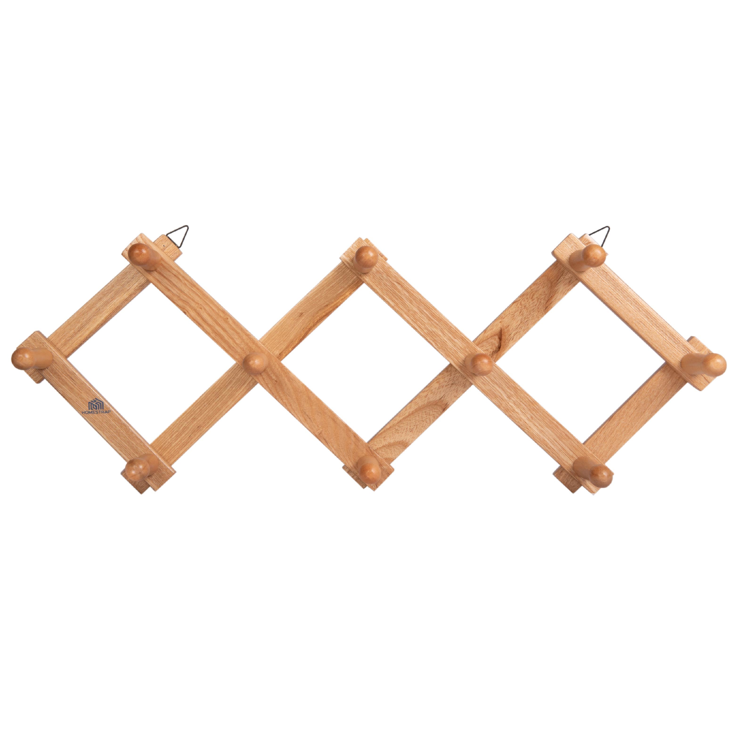Wooden 10 Hook Expandable Wall Hanger