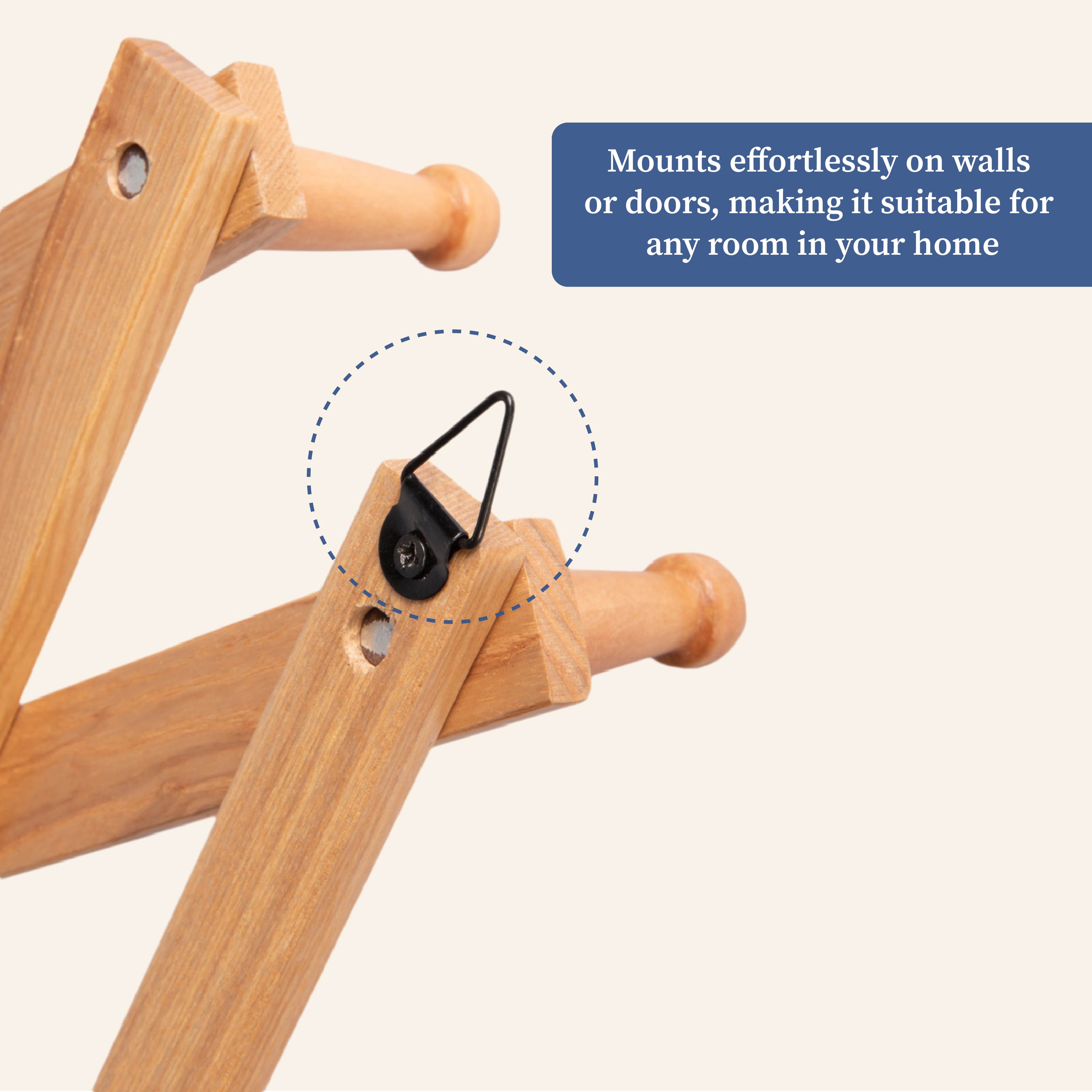 Wooden 10 Hook Expandable Wall Hanger