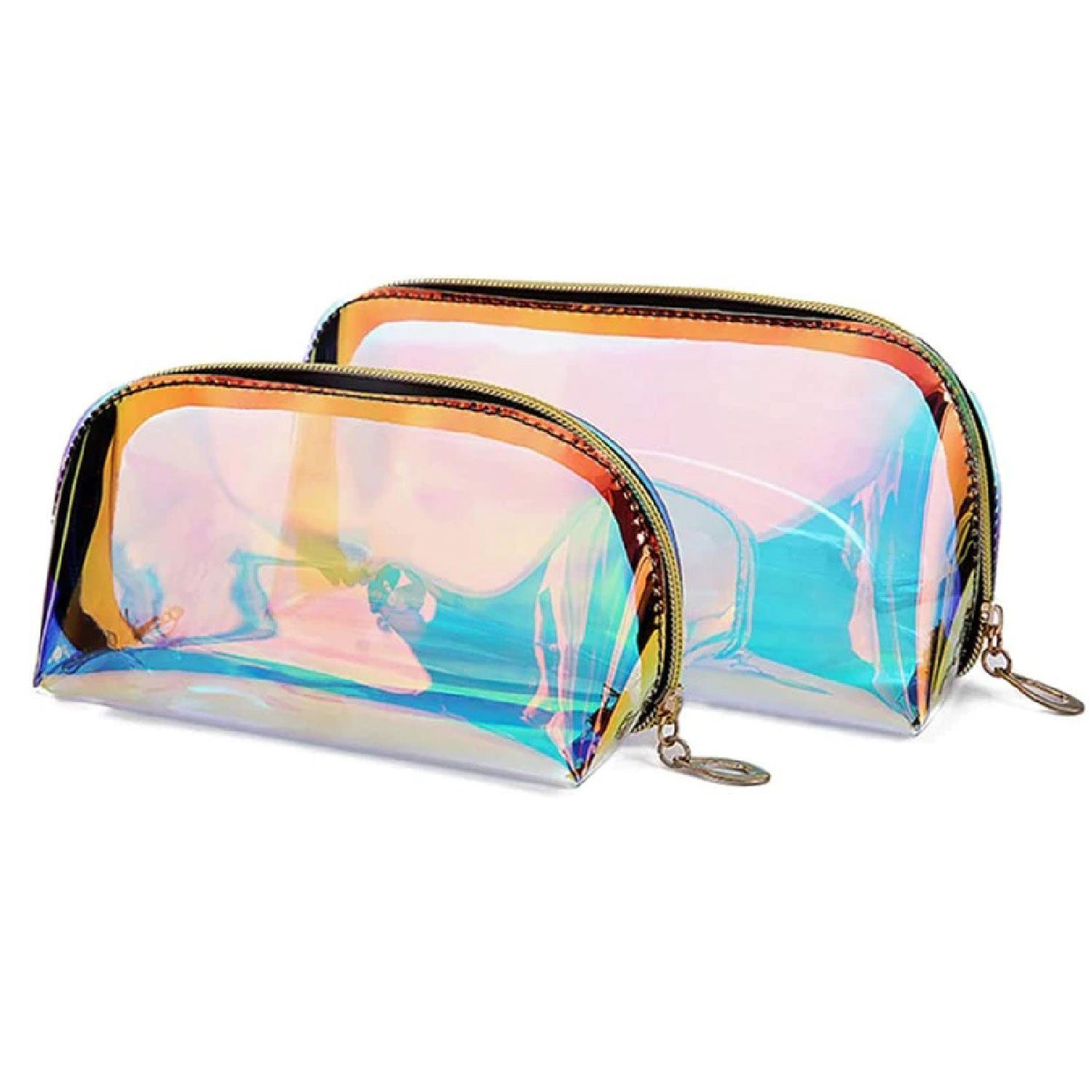 Glossy glamer | Holographic Cosmetic Travel Handbag Pouch with Zipper