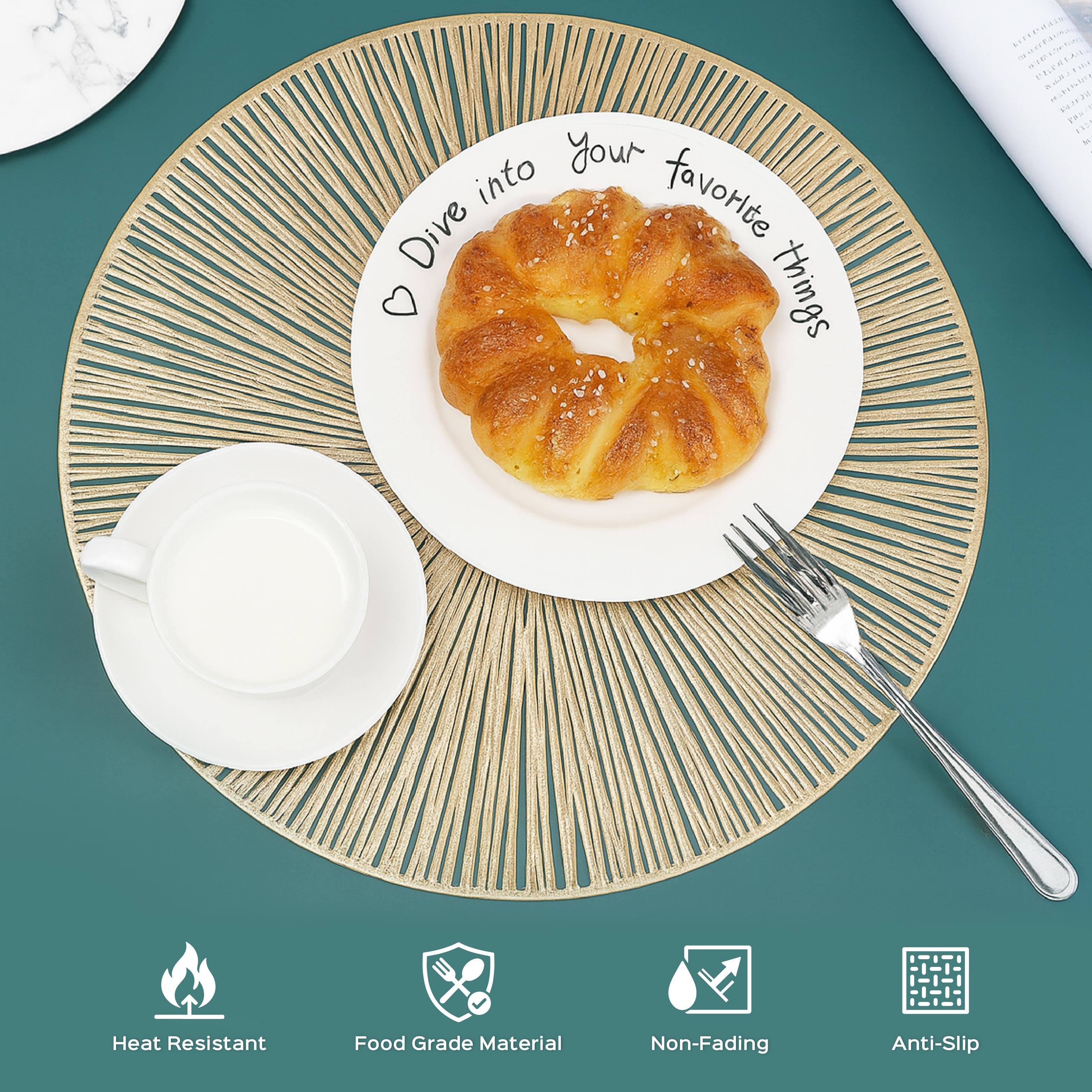 Decorative Round Dinning Table Placemats Set of 6