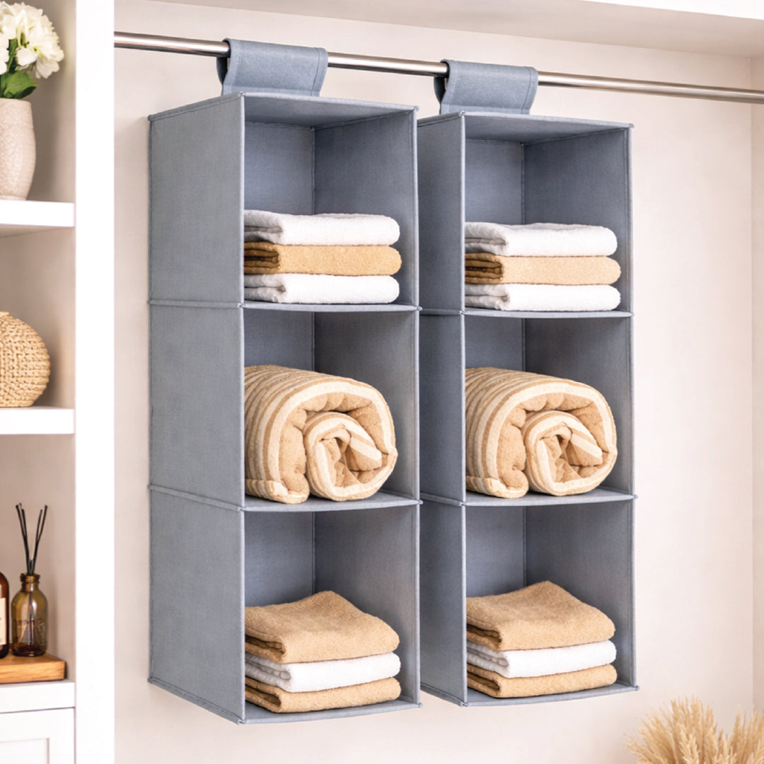 3 Shelf Hanging Organizer | Foldable Wardrobe | Closet Clothes Organizer