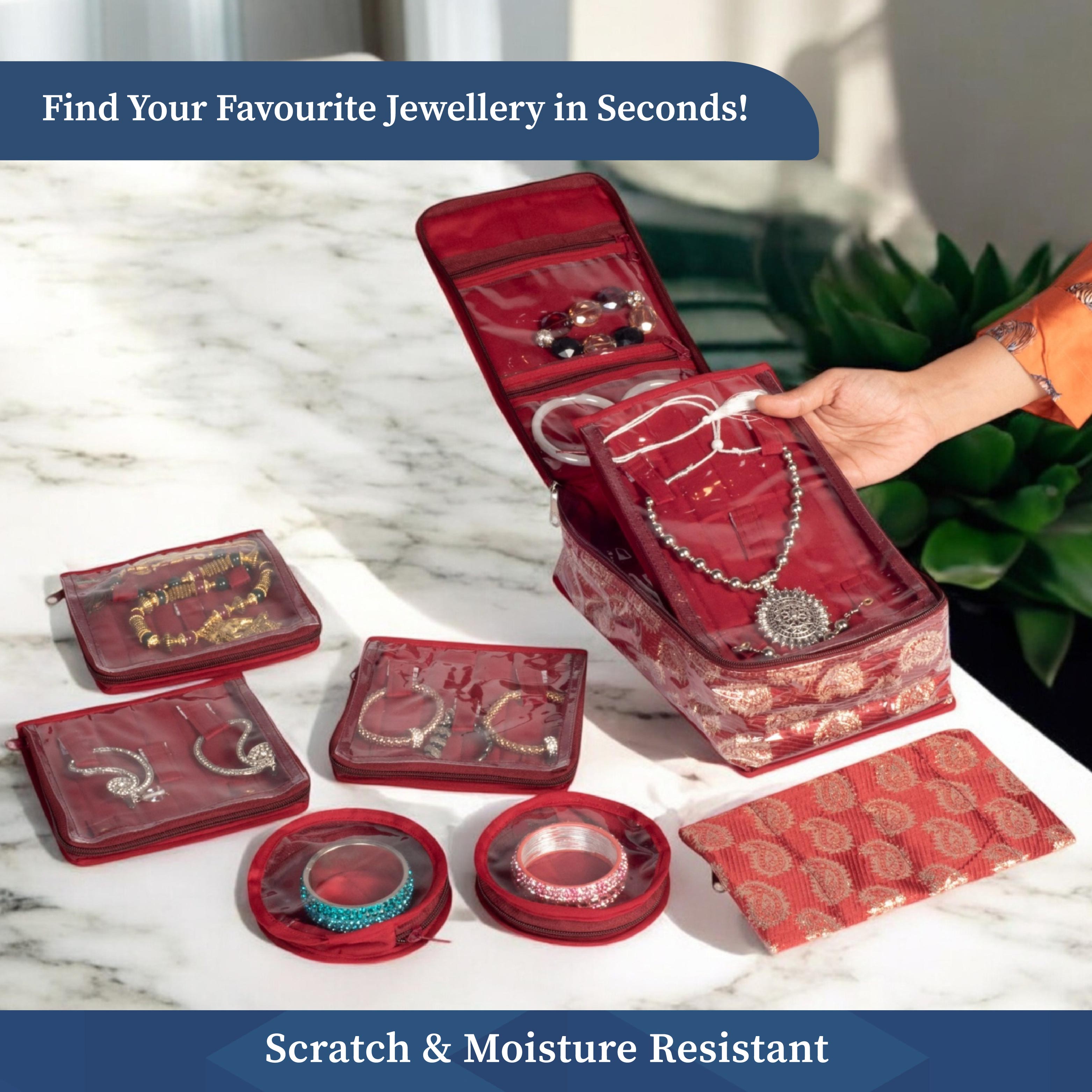 Brocade Jewellery Organizer with 12 Pouches