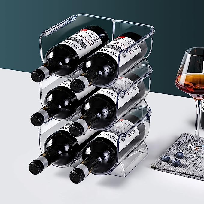 Bottle Stack Stackable Water Bottle Organizer, Wine Rack for Kitchen Fridge Organization and Storage