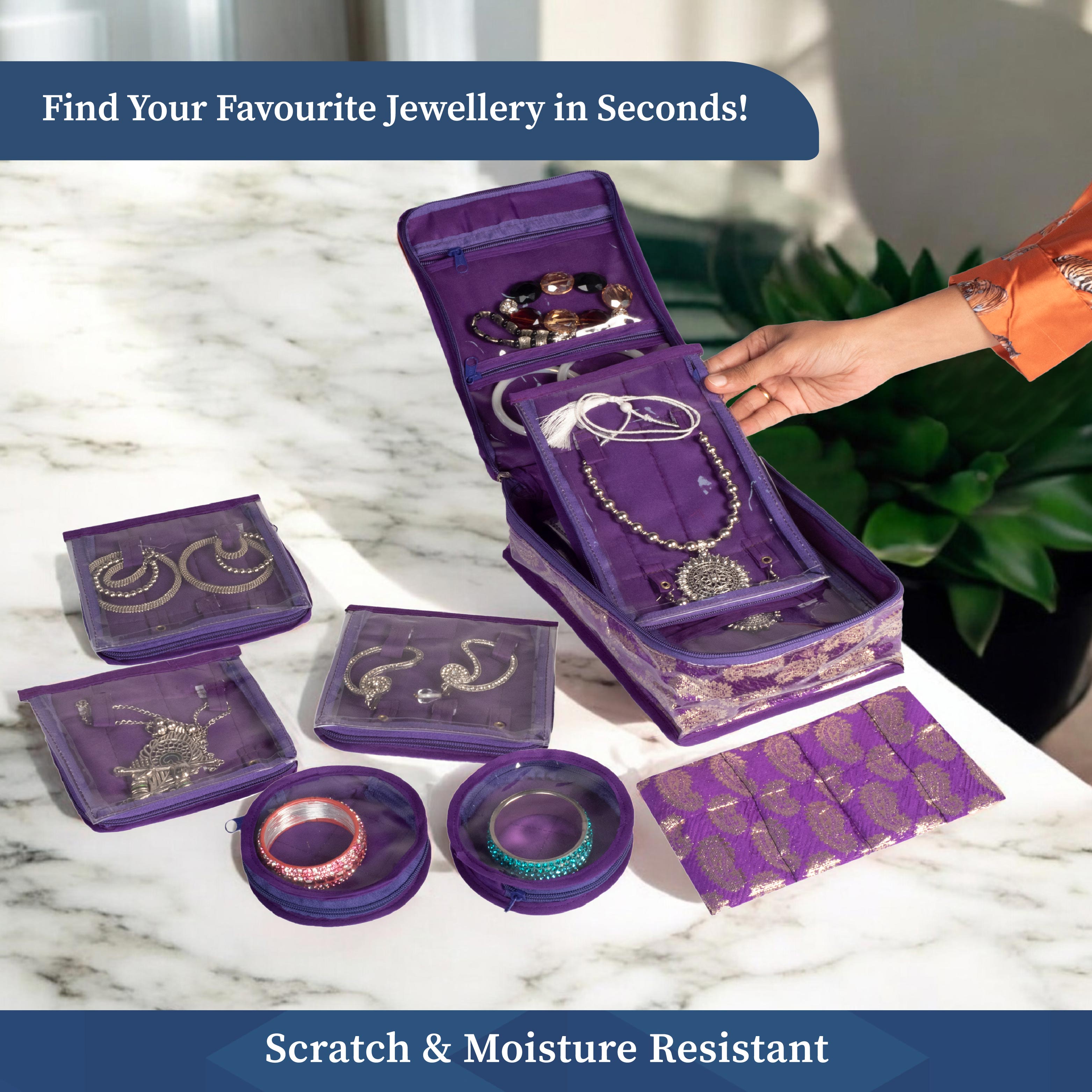 Brocade Jewellery Organizer with 12 Pouches