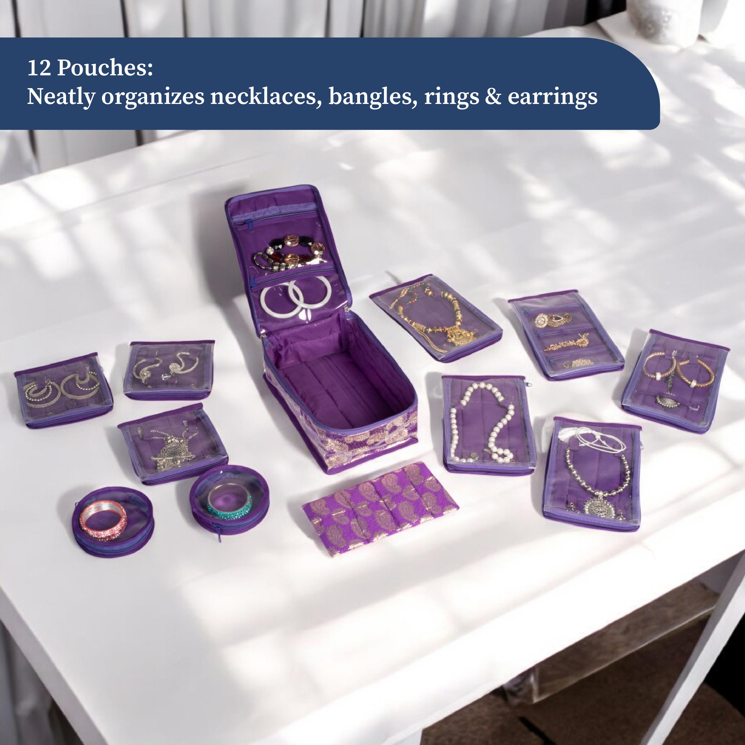 Brocade Jewellery Organizer with 12 Pouches