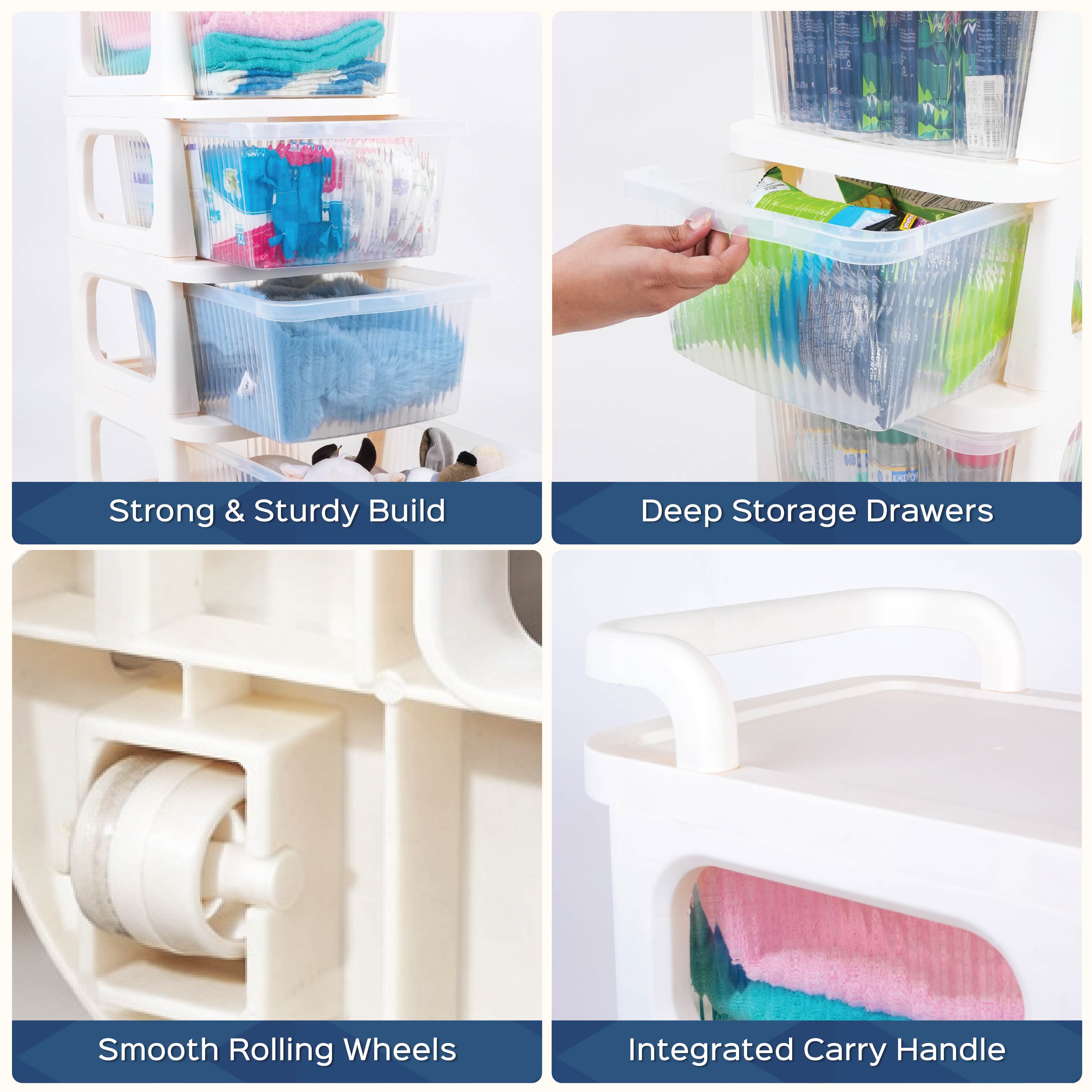 4 Layer Multipurpose Drawer Cart with Wheels