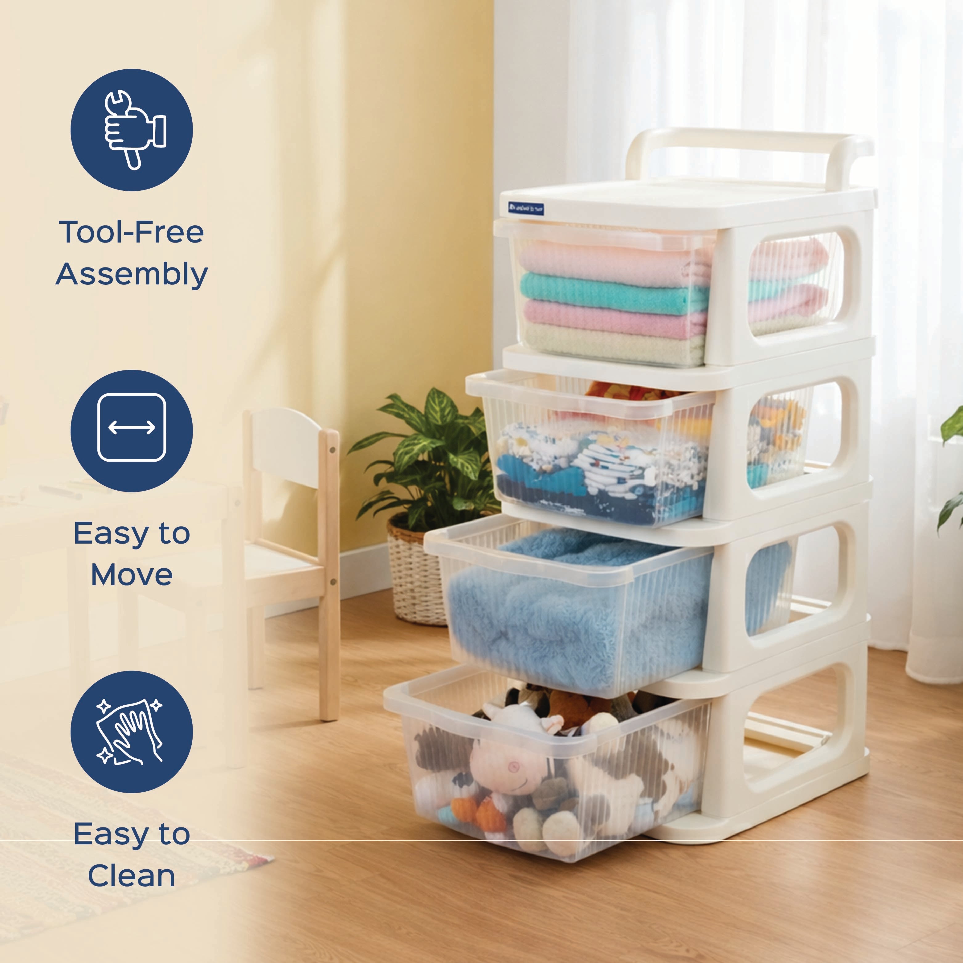 4 Layer Multipurpose Drawer Cart with Wheels