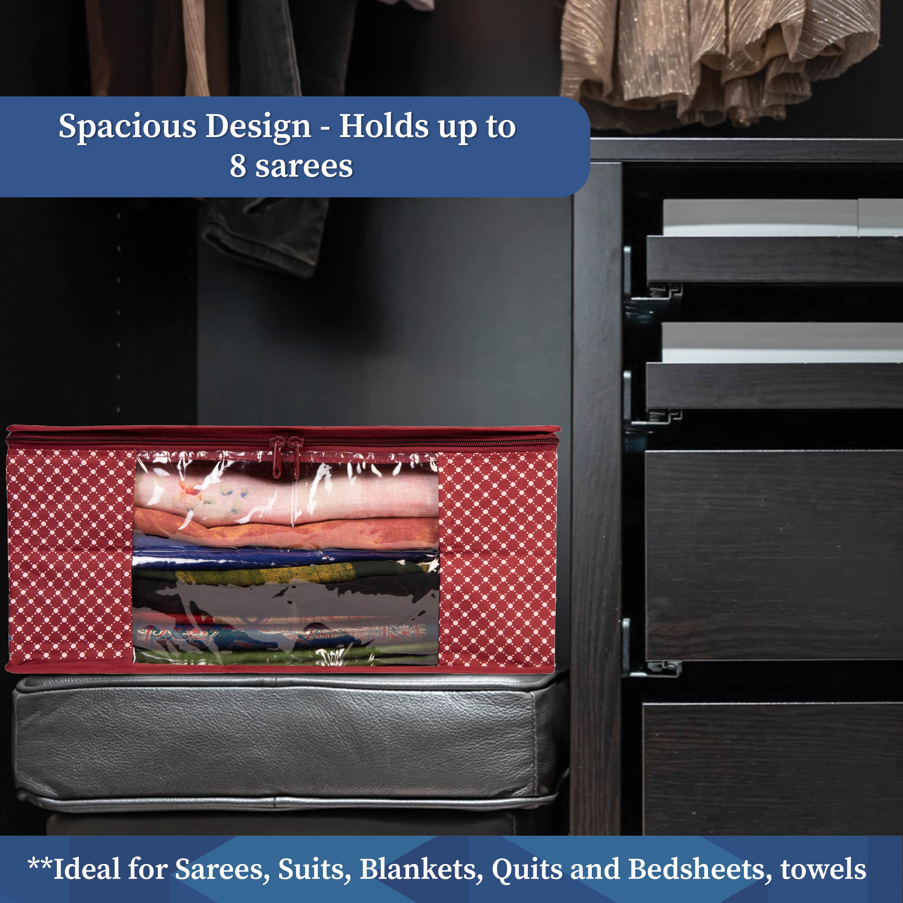 3 layer Cotton Quilted Saree Cover | Clothes Organizer