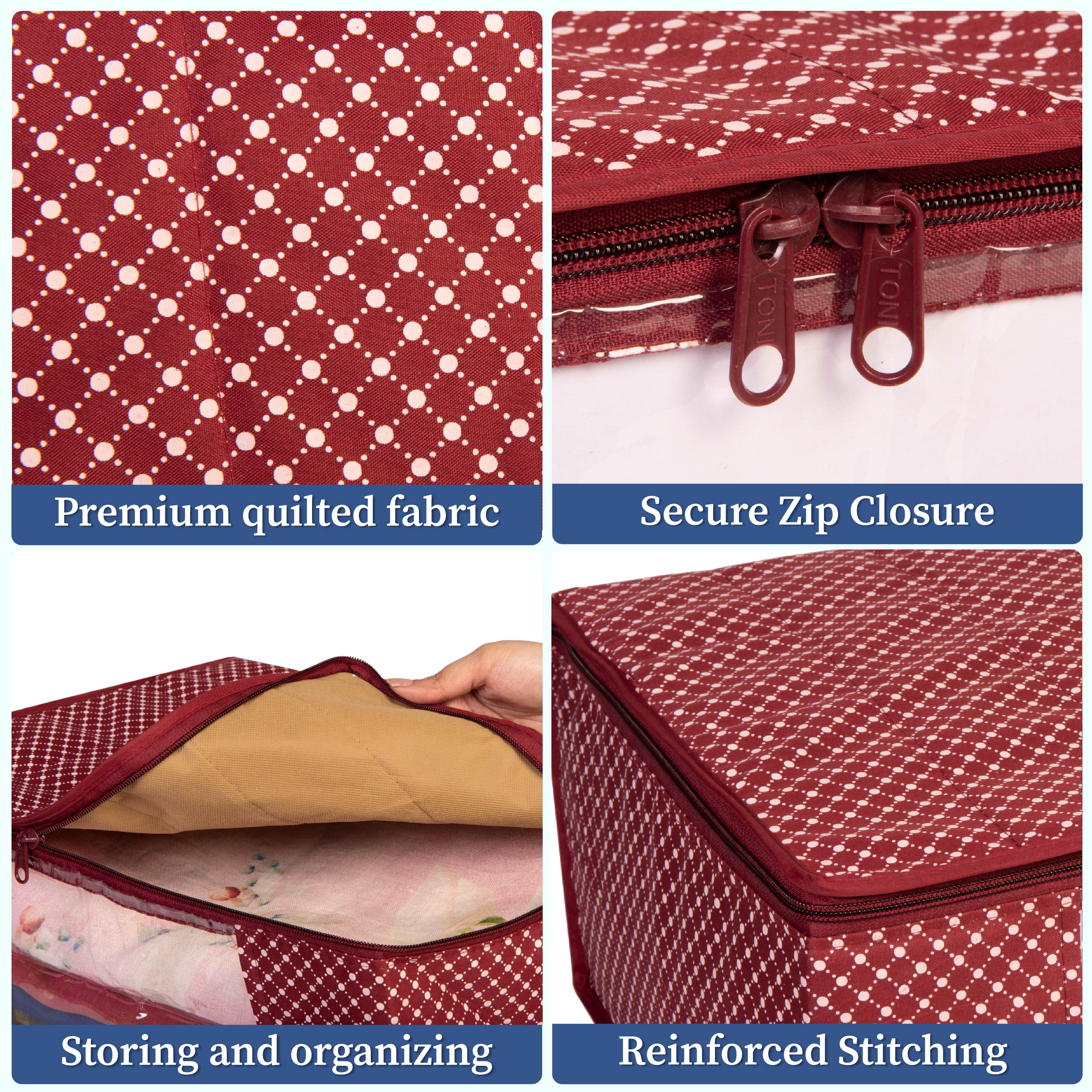 3 layer Cotton Quilted Saree Cover | Clothes Organizer