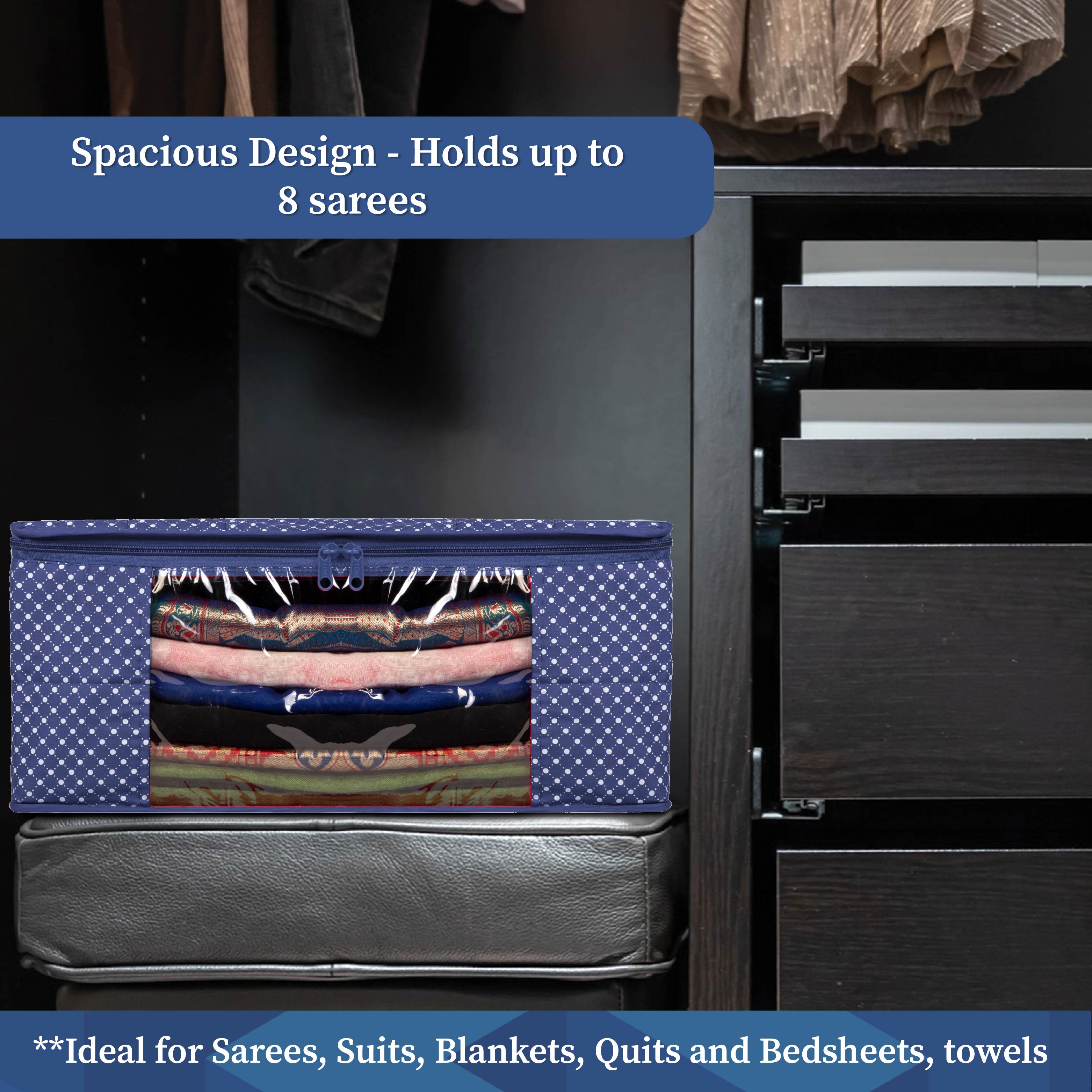 3 layer Cotton Quilted Saree Cover | Clothes Organizer