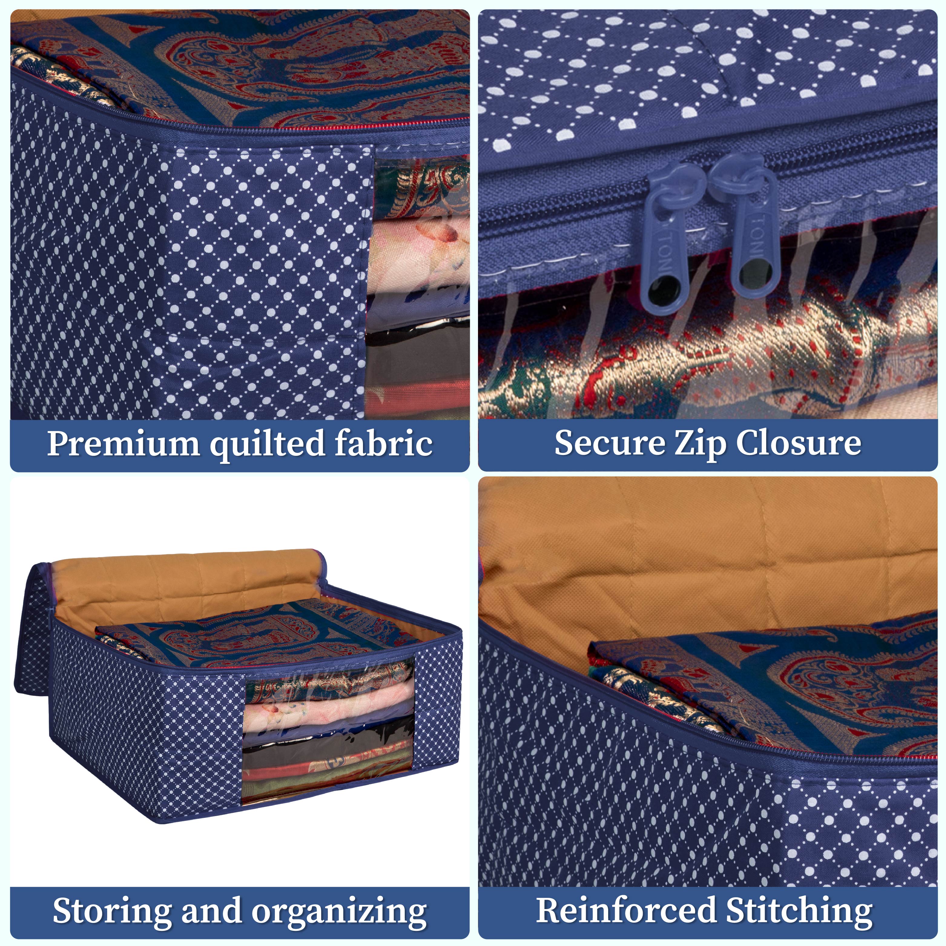 3 layer Cotton Quilted Saree Cover | Clothes Organizer