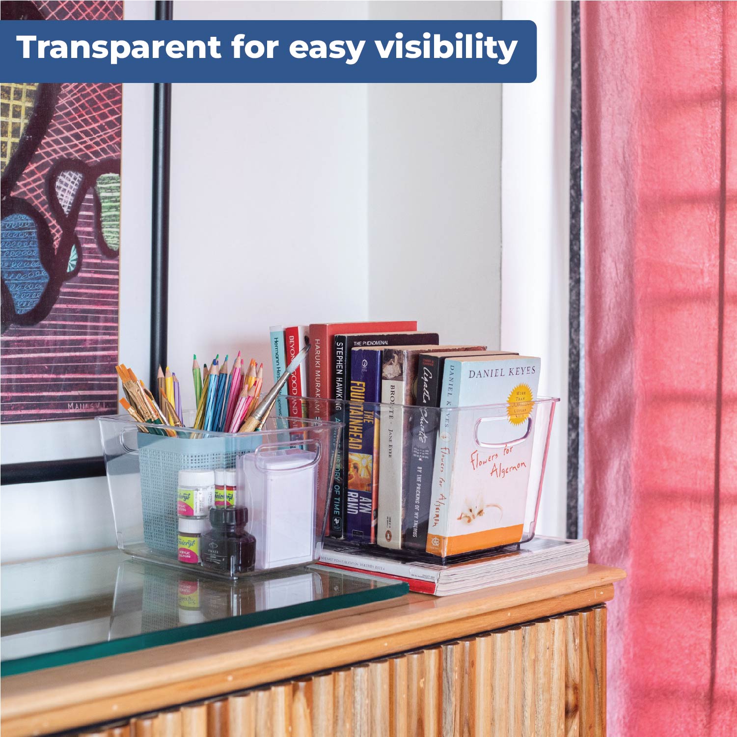 Set of 3, Transparent Tub | Plastic Storage Bins With lids