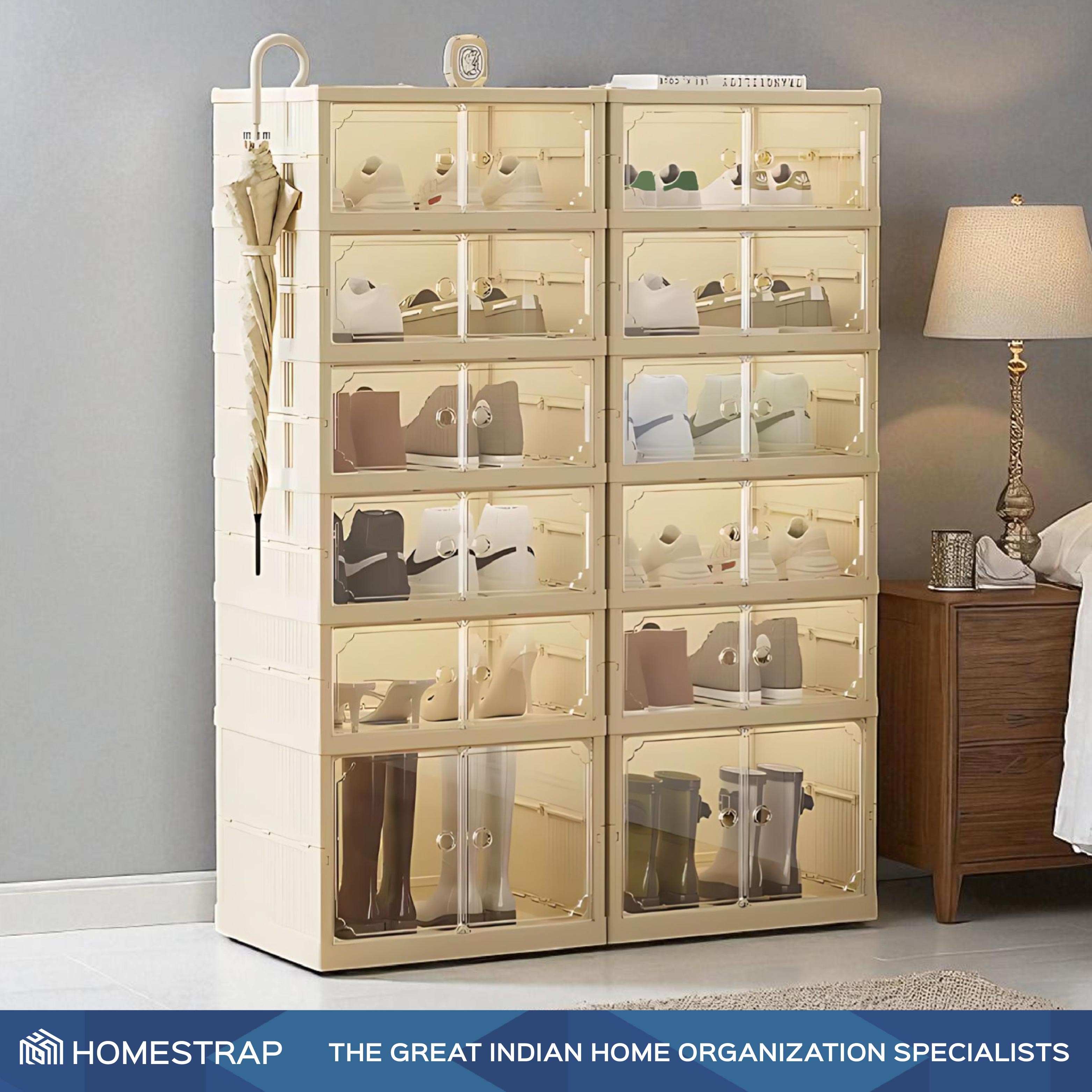 Shoe Stack Foldable Shoe Storage with Wheels