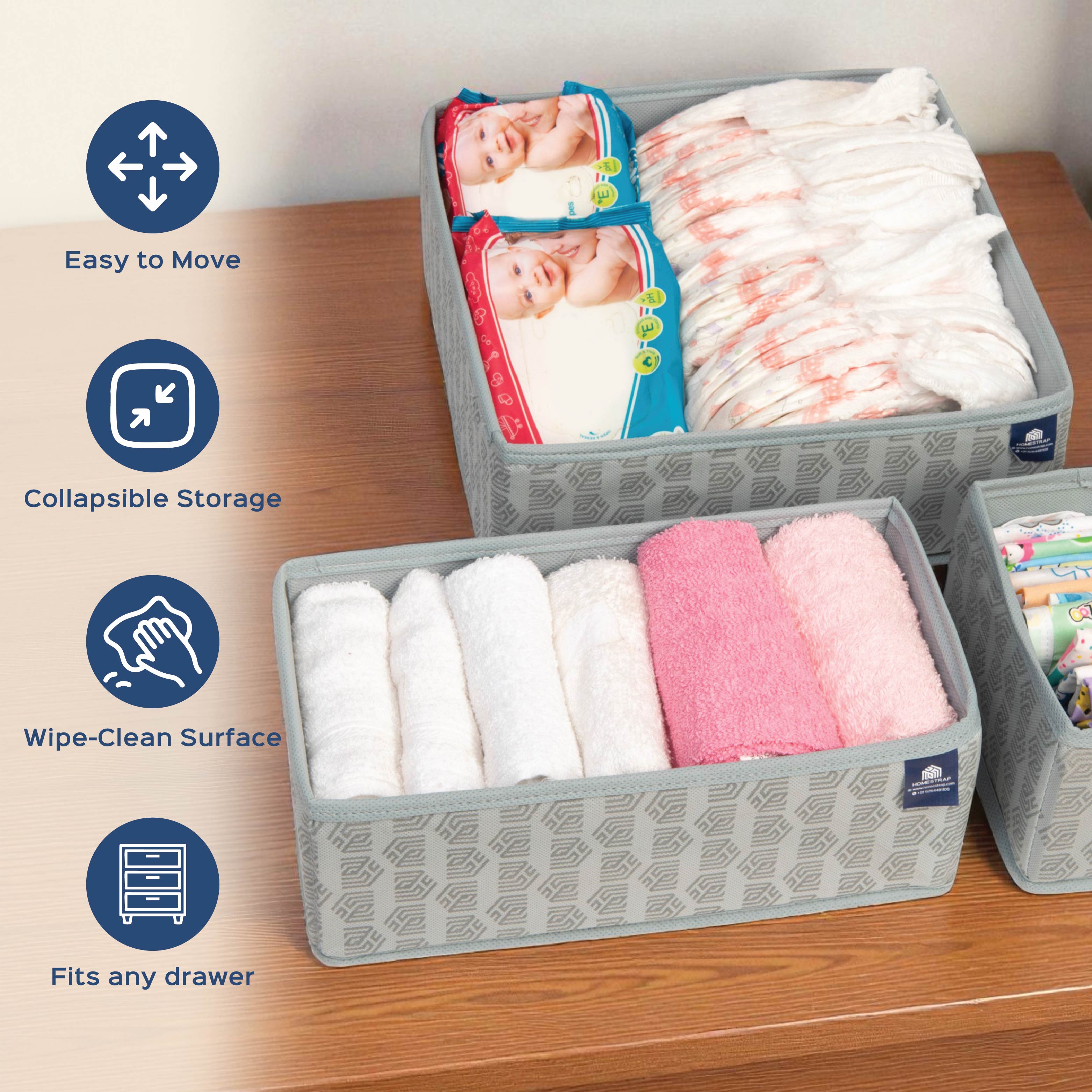 Set of 3 Multipurpose Closet Drawer Organiser