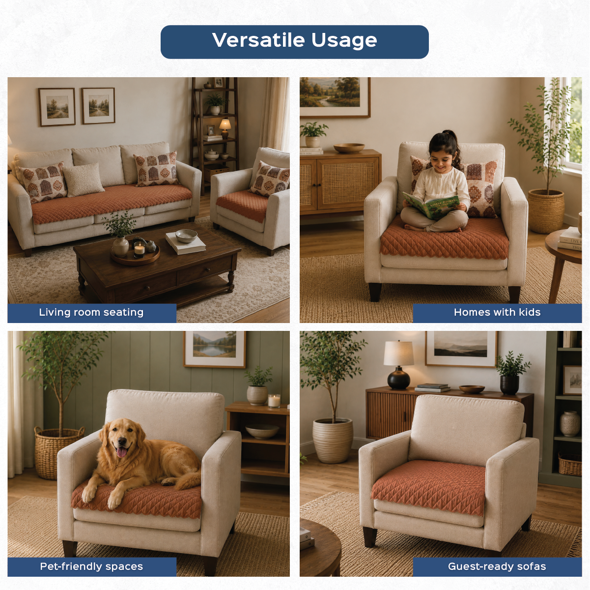 Quilted Velvet Sofa Cover with Lint-Free Fabric