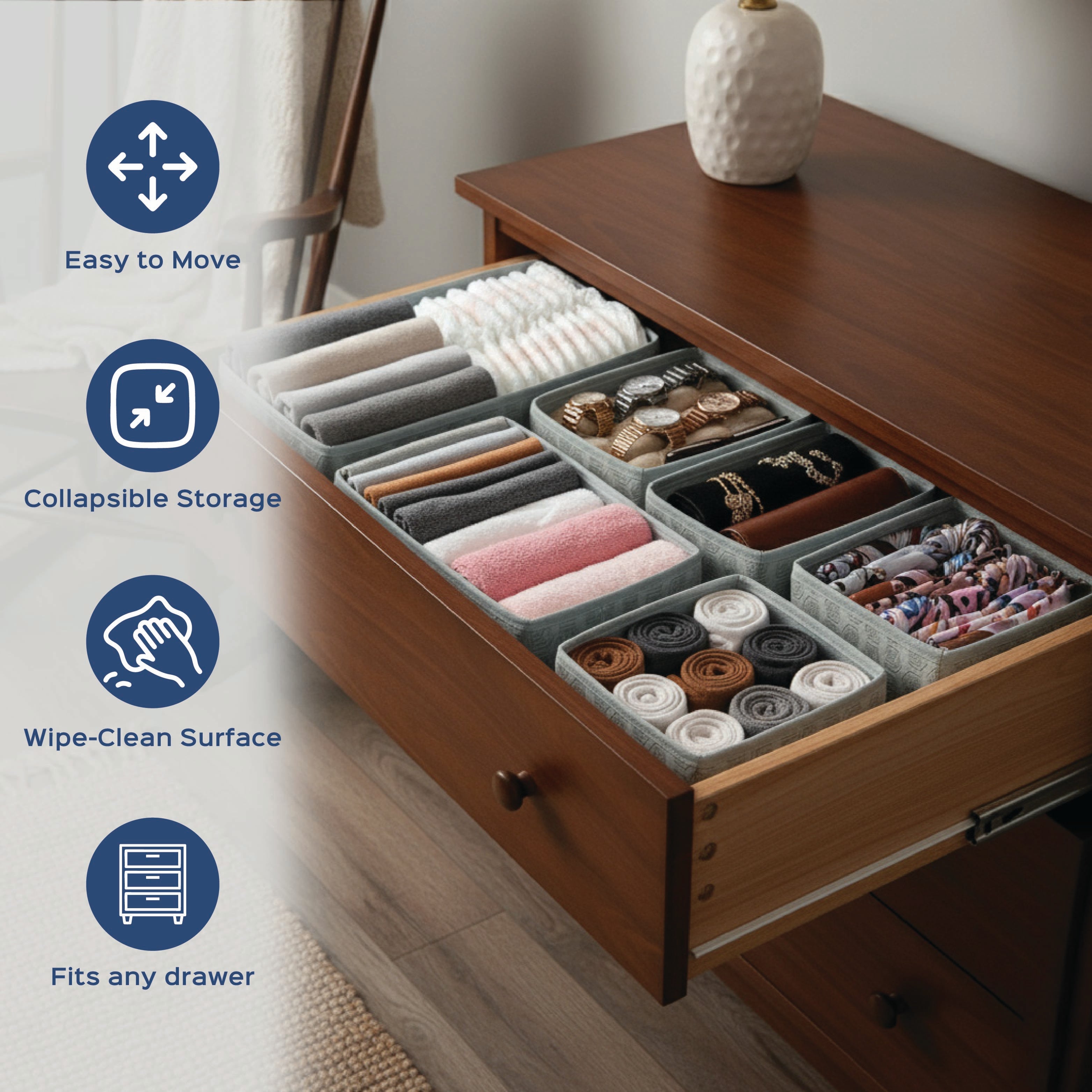 Set of 3 Multipurpose Closet Drawer Organiser