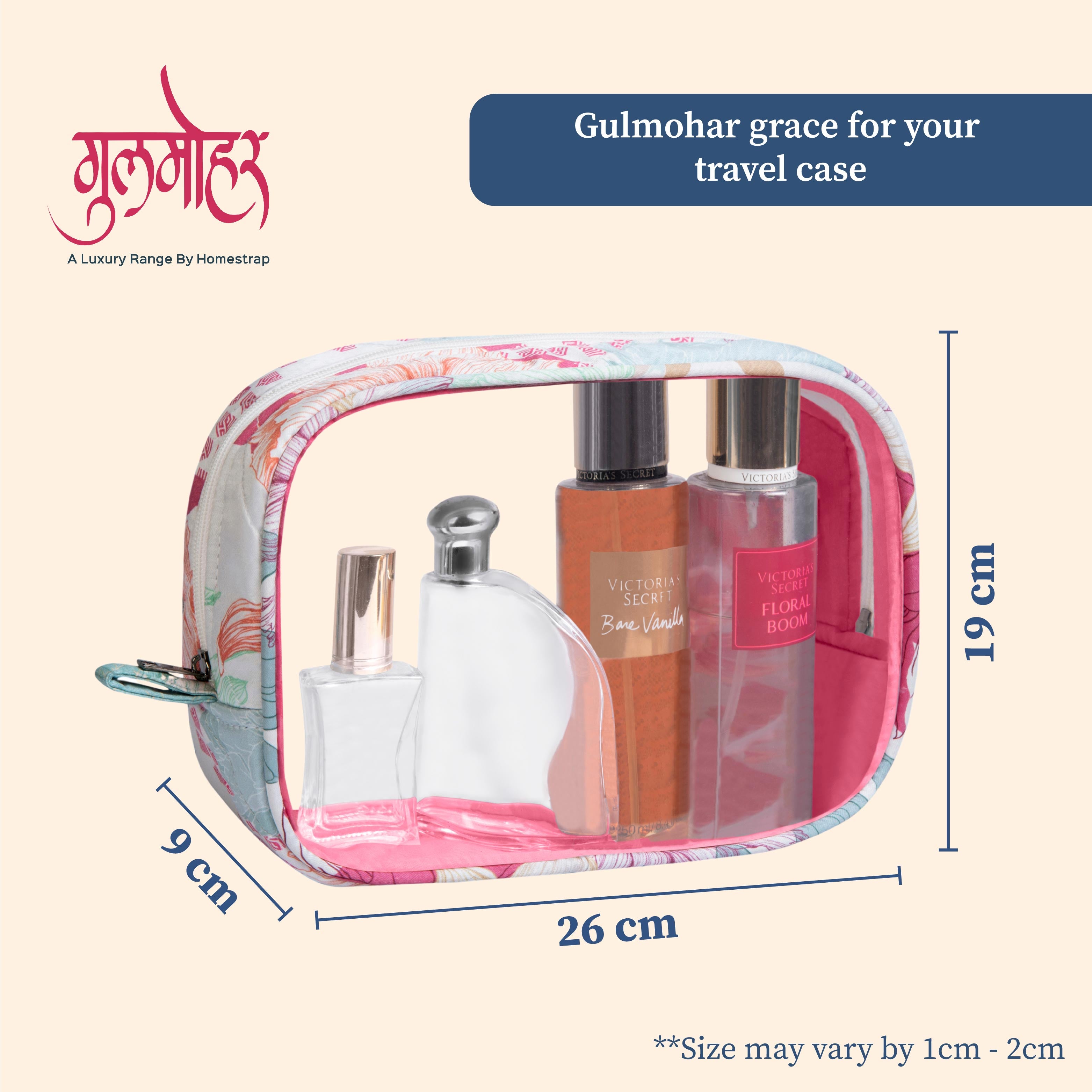 Gulmohar Transparent Toiletry Pouch|Pack of 2