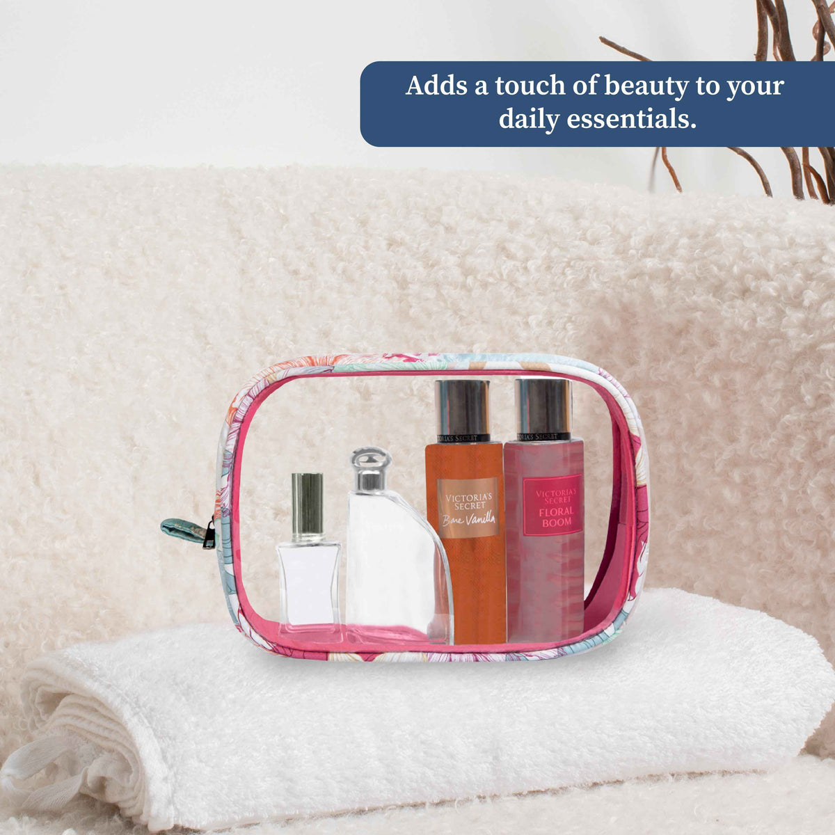 Gulmohar Transparent Toiletry Pouch|Pack of 2
