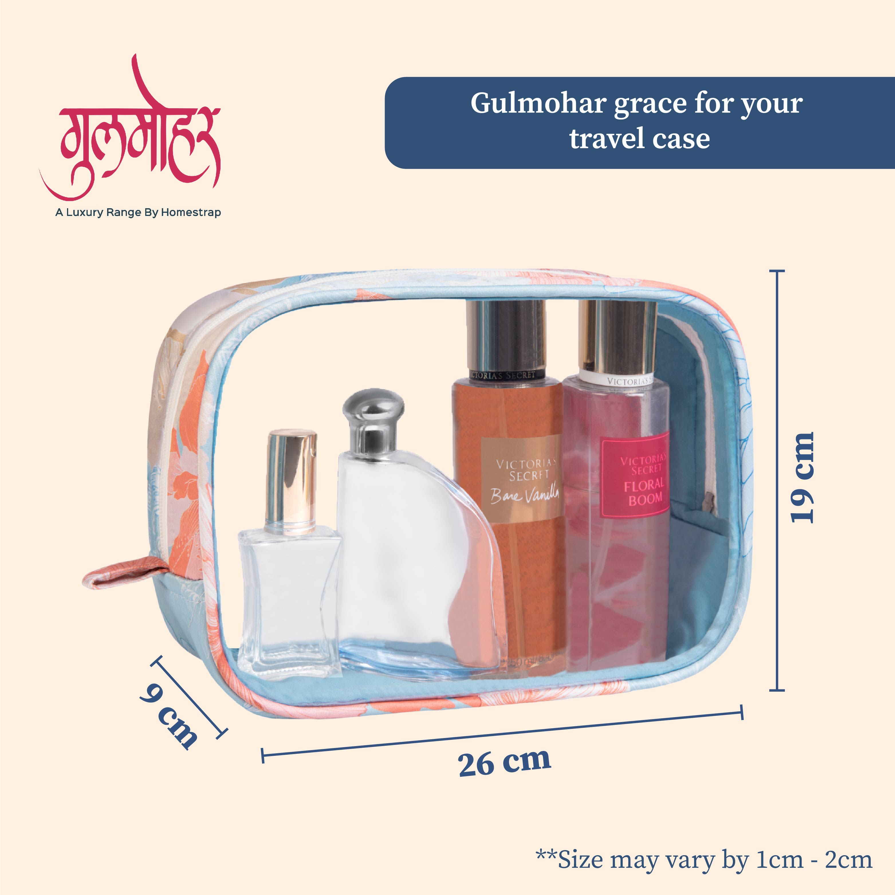 Gulmohar Transparent Toiletry Pouch|Pack of 2