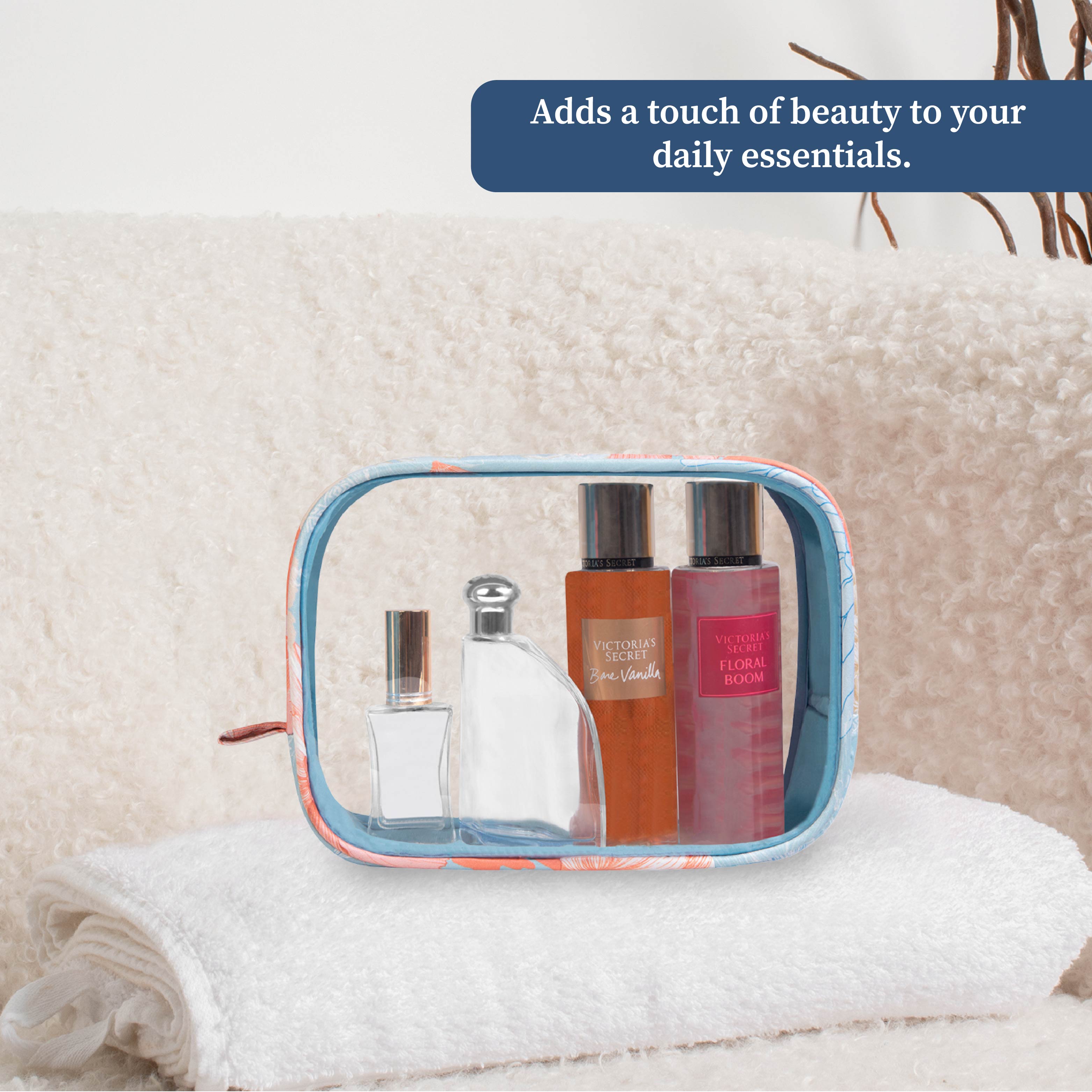 Gulmohar Transparent Toiletry Pouch|Pack of 2