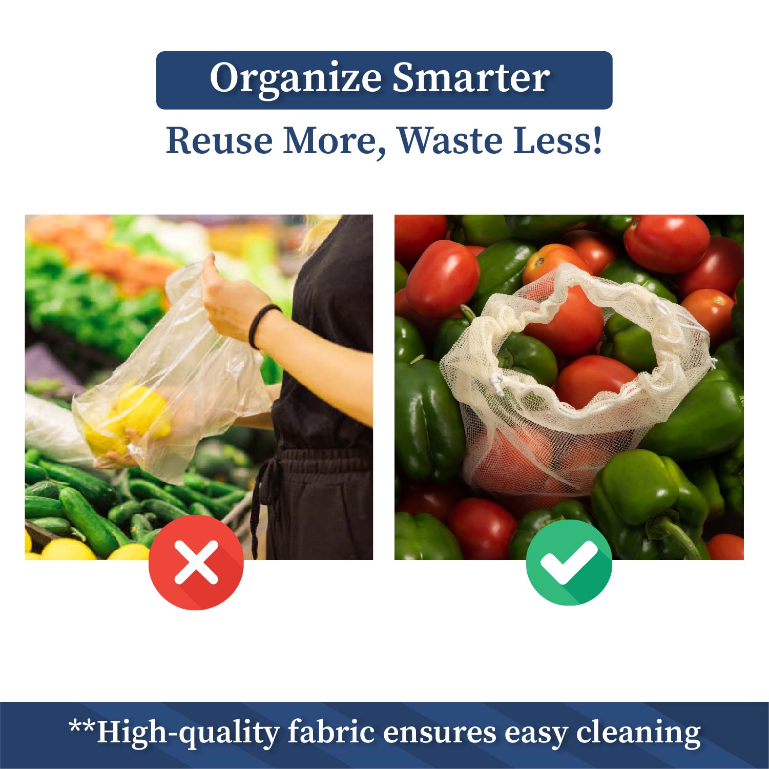 Set of 6 Reusable Mesh Vegetable Storage Bags