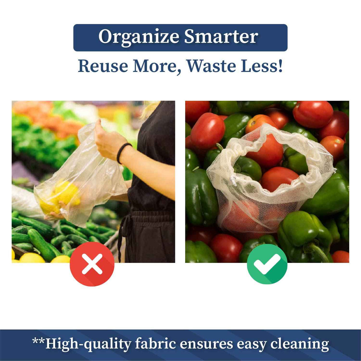 Set of 6 Reusable Mesh Vegetable Storage Bags