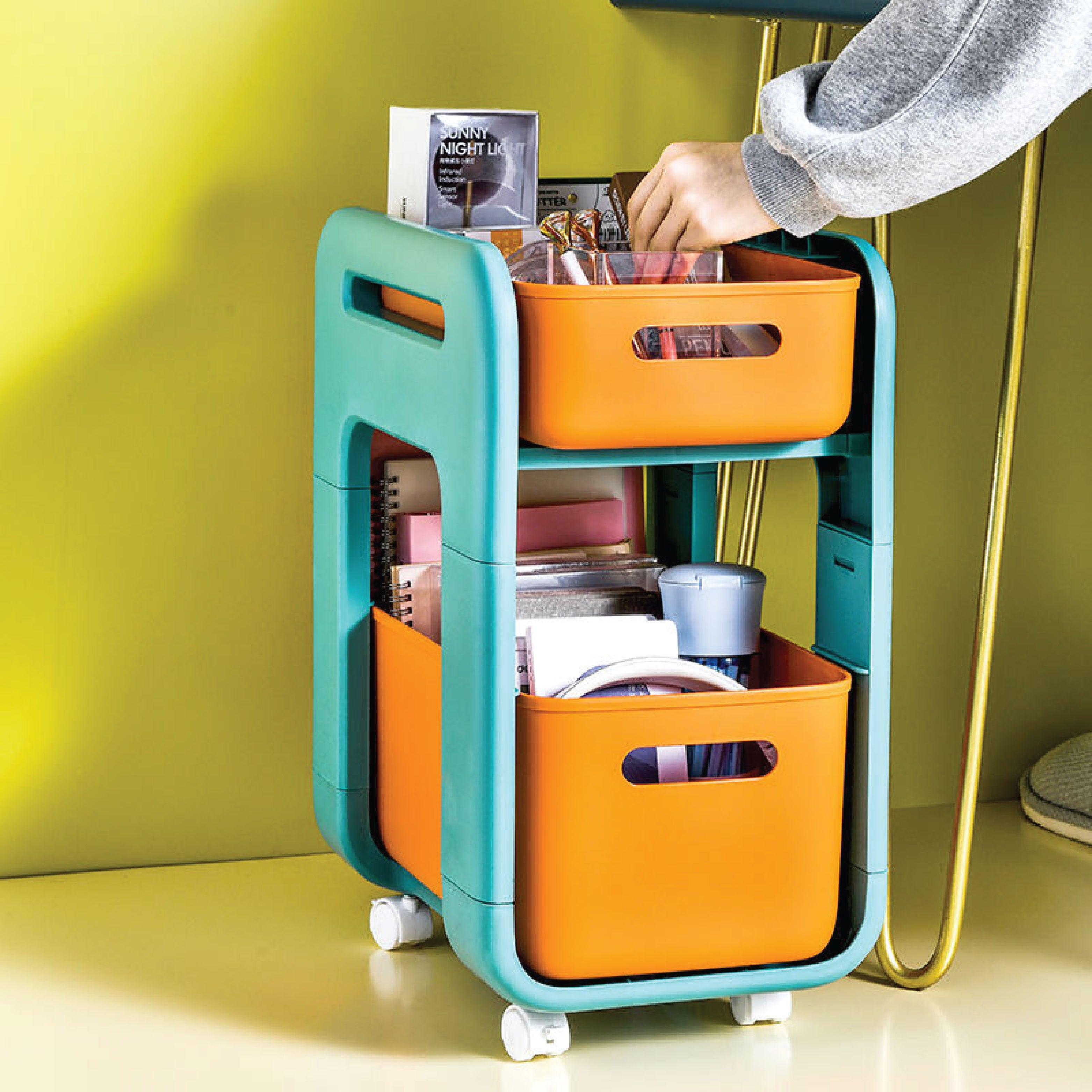 Wheels Of Wonder Multipurpose Space Saving Shelf Stand / 2 Layer Modular Drawer