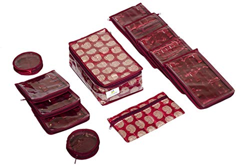 Brocade Jewellery Organizer with 12 Pouches