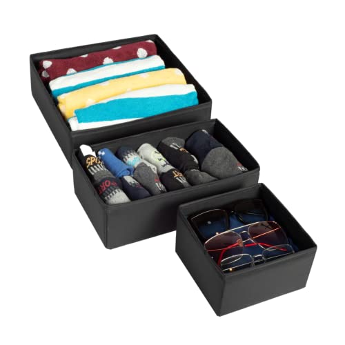 Set of 3,Foldable Storage Box with Zipper, Drawer Organizer