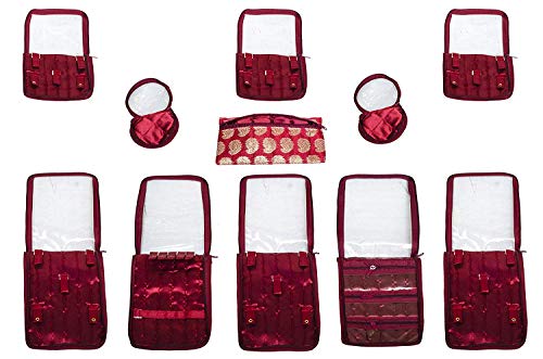 Brocade Jewellery Organizer with 12 Pouches
