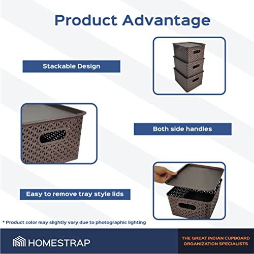 Set Of 3, Plastic Storage Organizers | Baskets With Lid