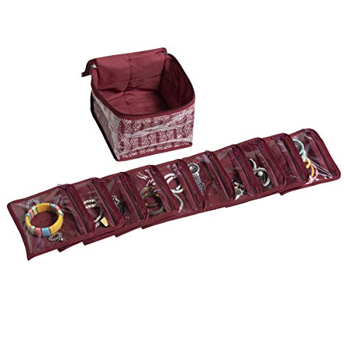 1 Jewellery Organizer with 10 Transparent Pouch Storage bag