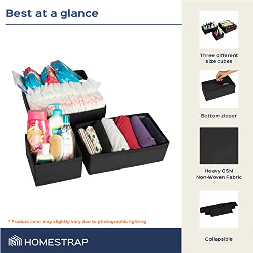 Set of 3,Foldable Storage Box with Zipper, Drawer Organizer